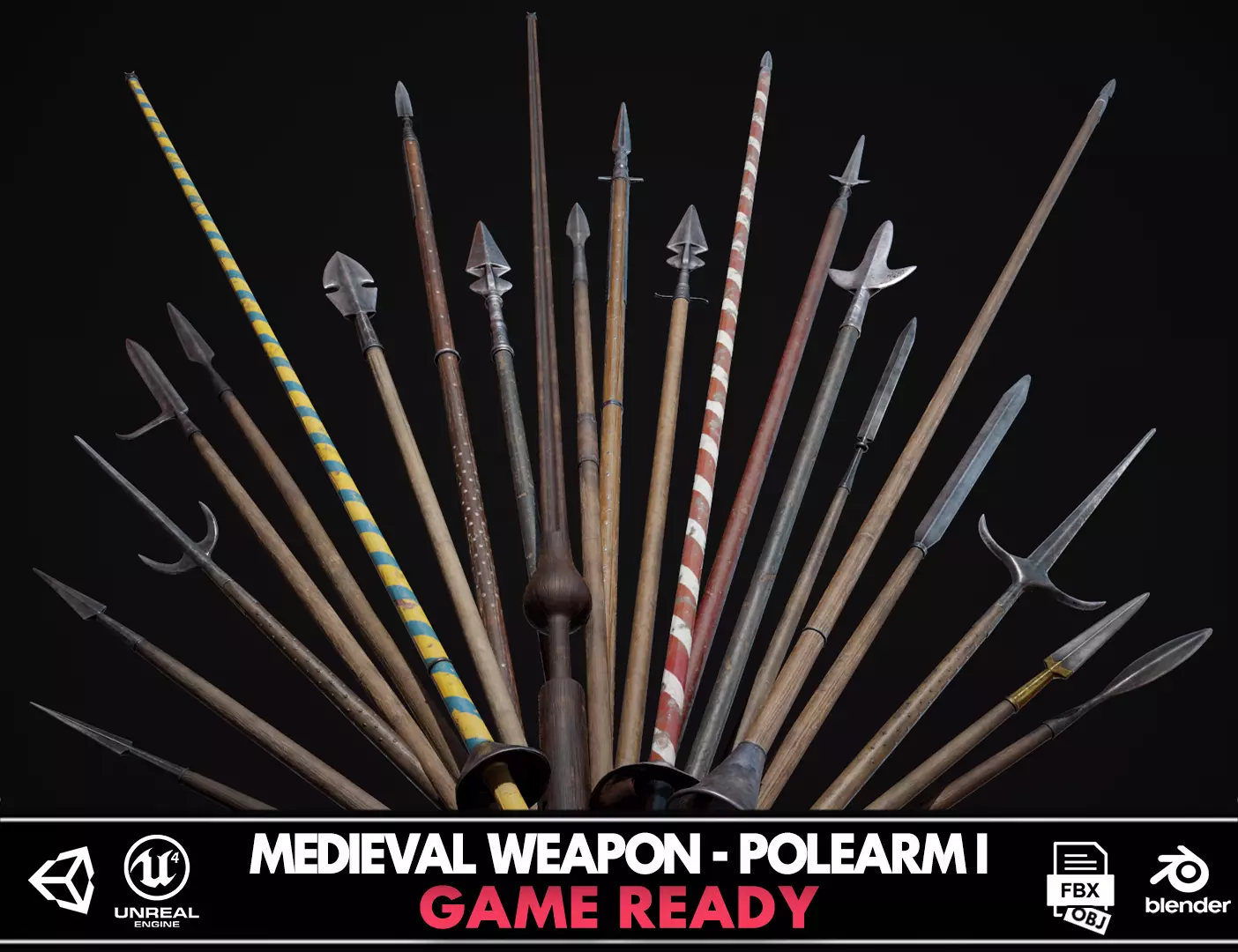 Medieval Polearms - I Low-poly 3D model_0