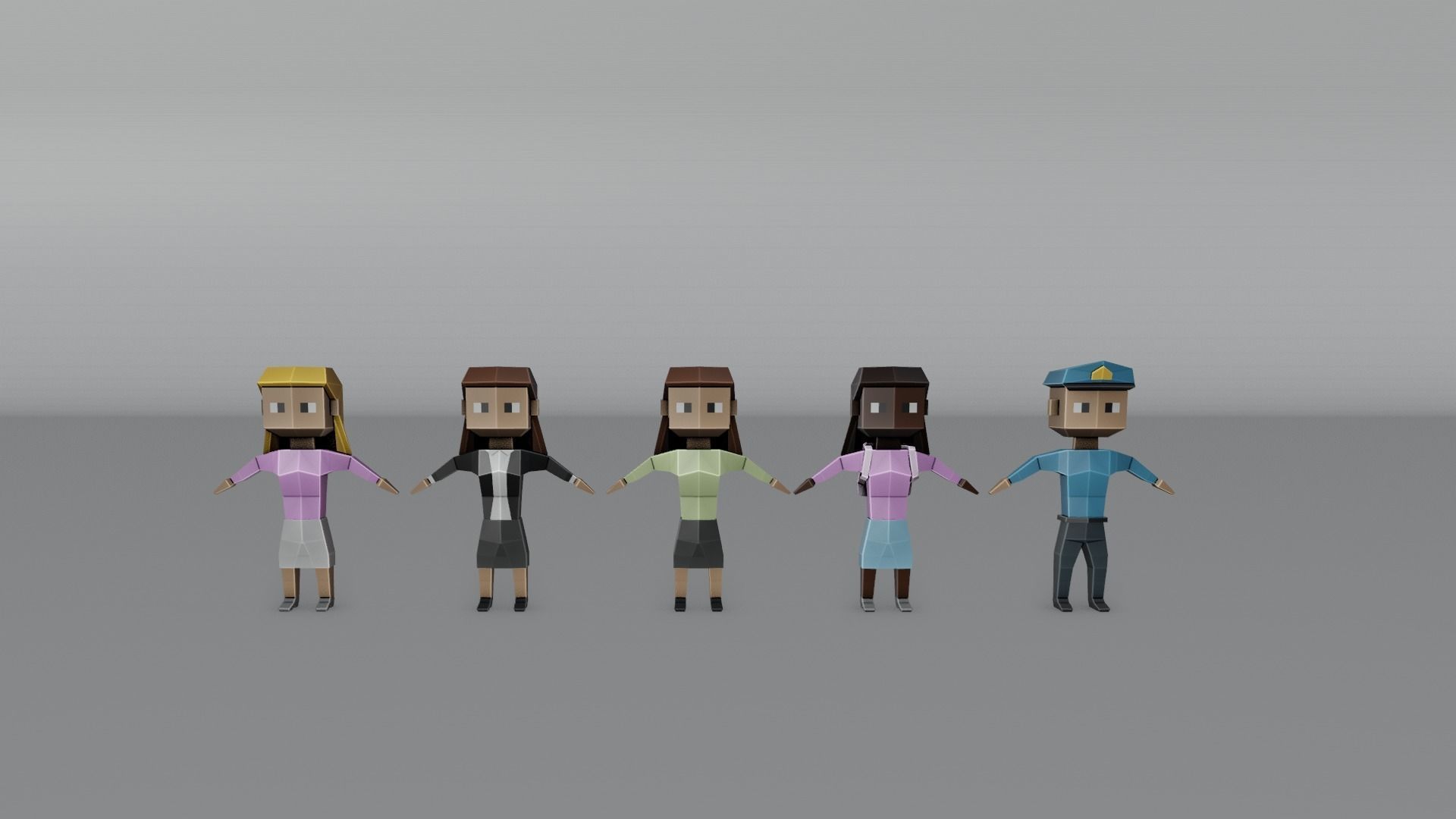 Low Poly Town Characters Pack Low-poly 3D model_5