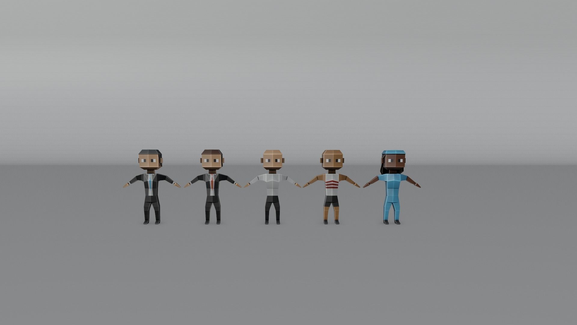 Low Poly Town Characters Pack Low-poly 3D model_8