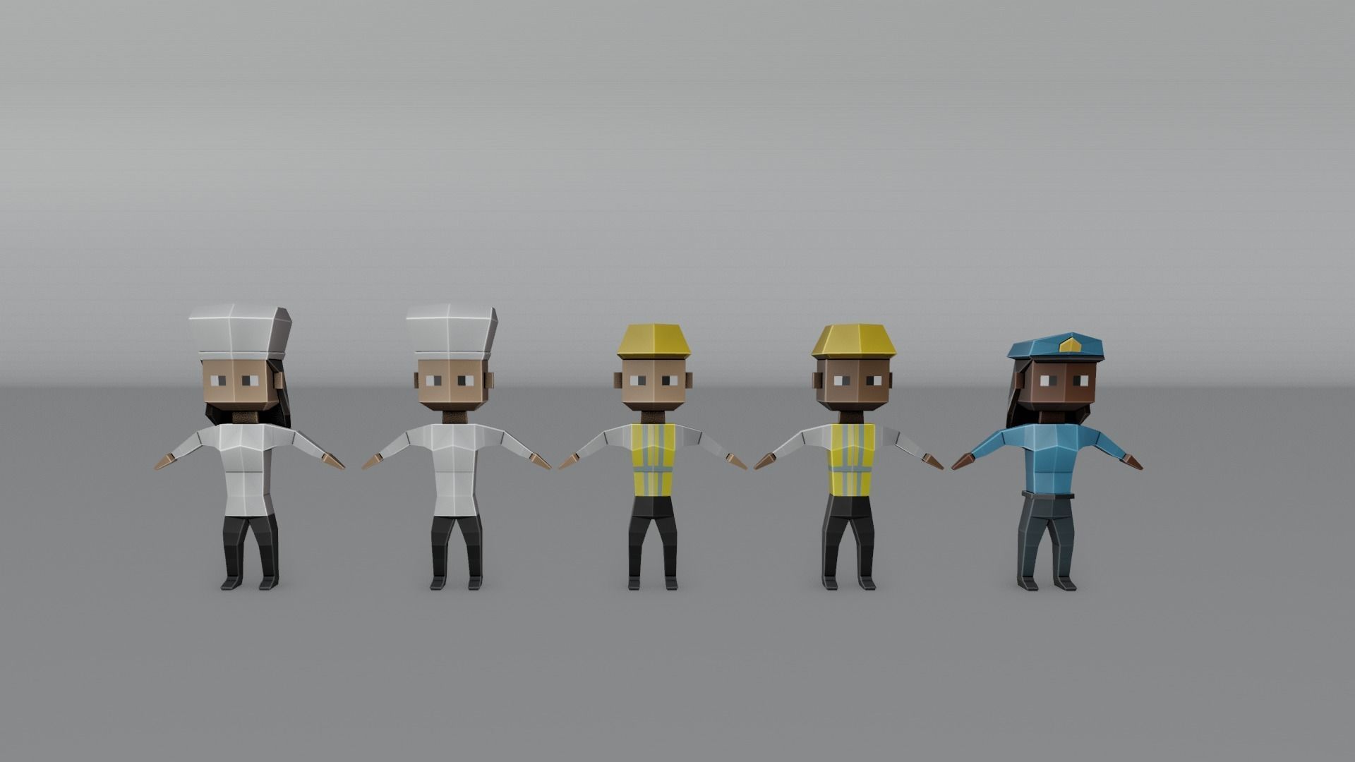 Low Poly Town Characters Pack Low-poly 3D model_4