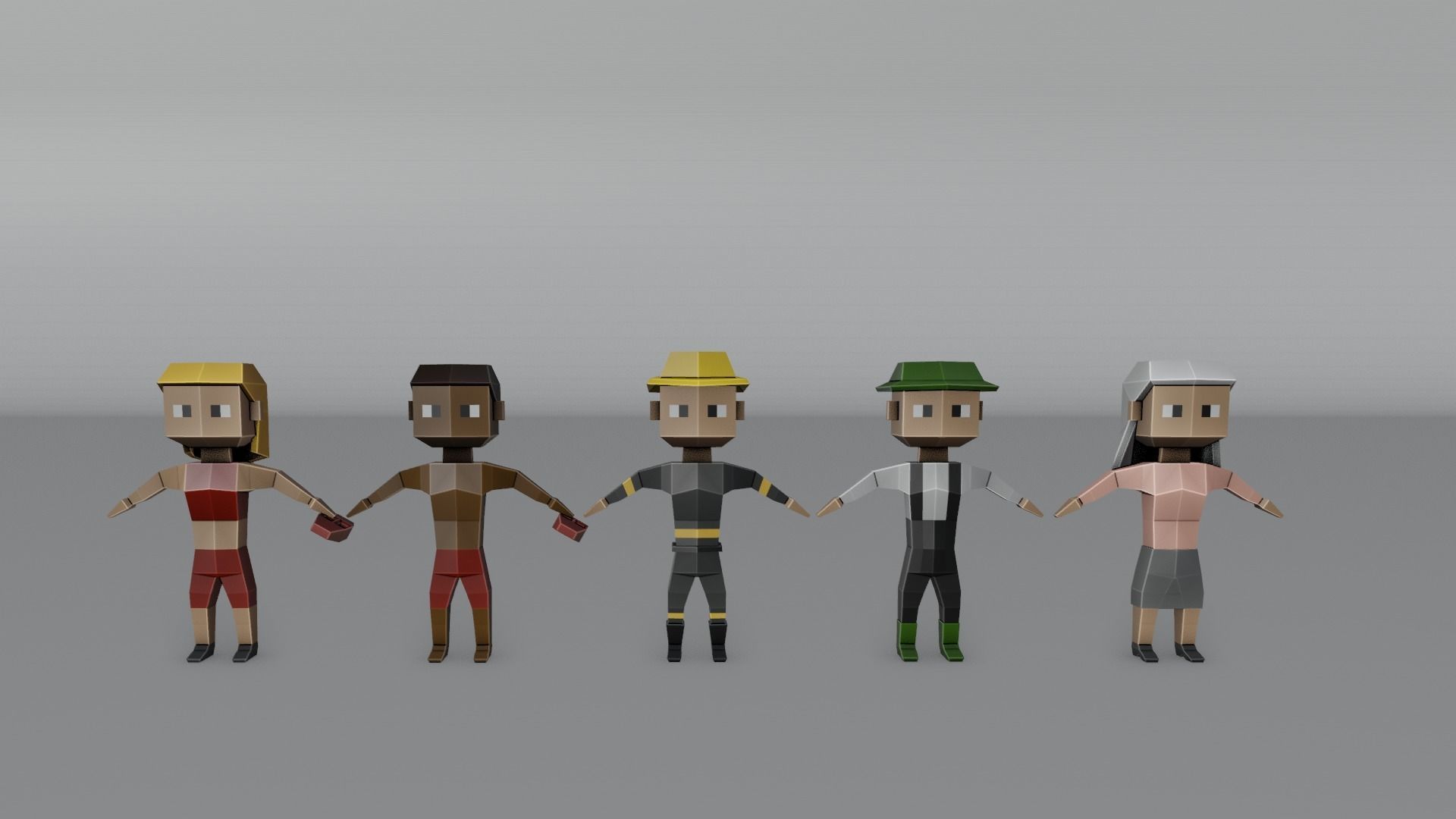 Low Poly Town Characters Pack Low-poly 3D model_3