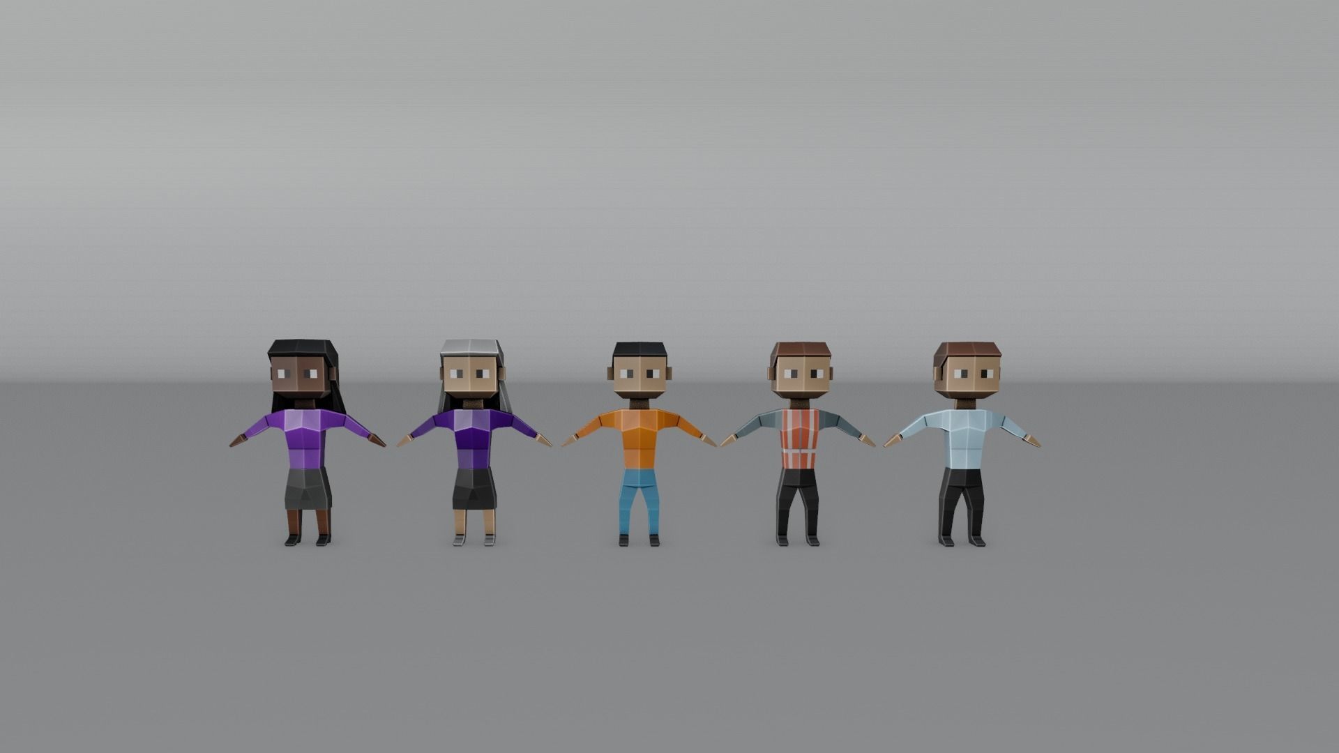 Low Poly Town Characters Pack Low-poly 3D model_6