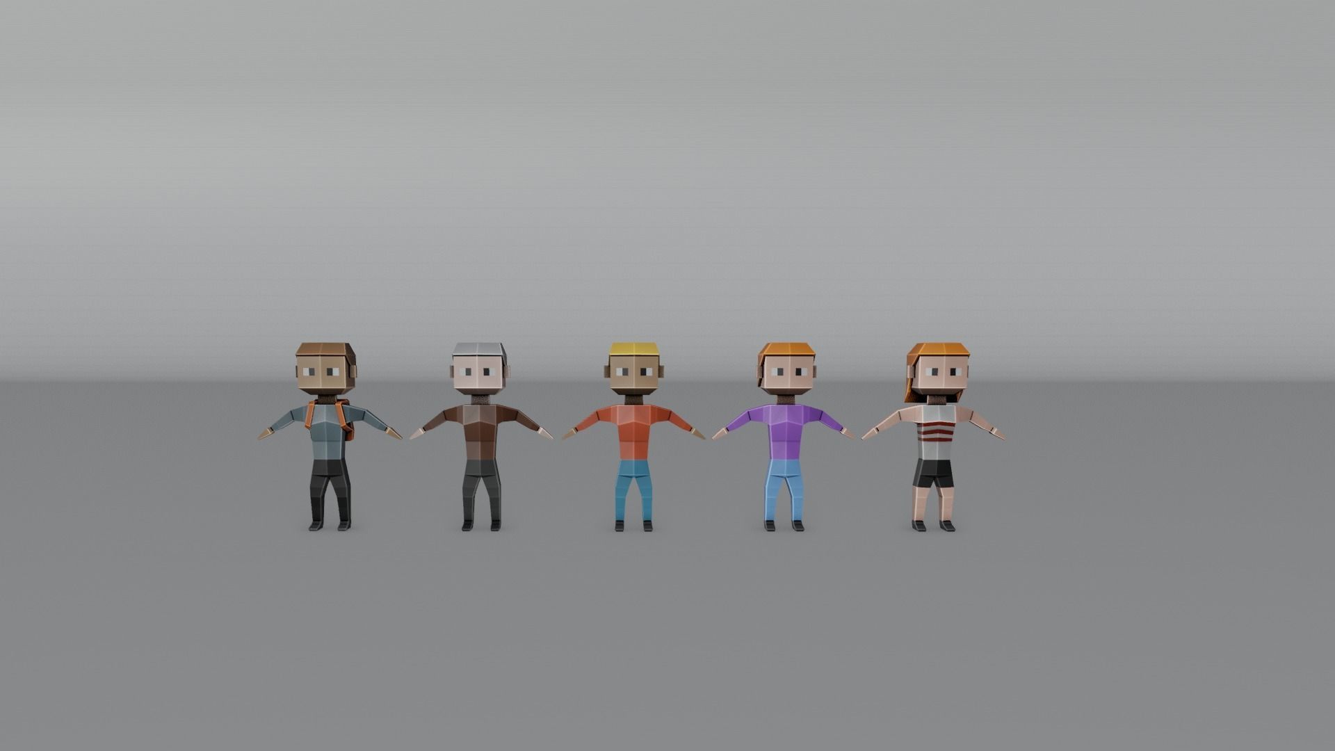 Low Poly Town Characters Pack Low-poly 3D model_7