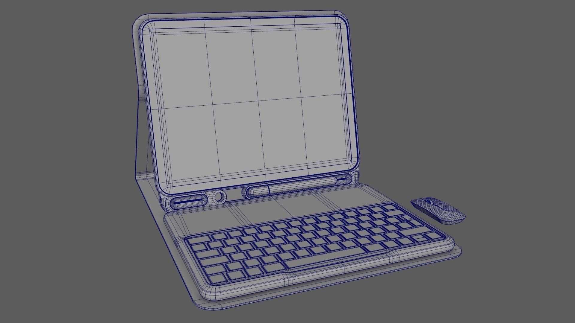 Modern Pc Tablet Set Pen Mouse Black Red Version 3D model_9