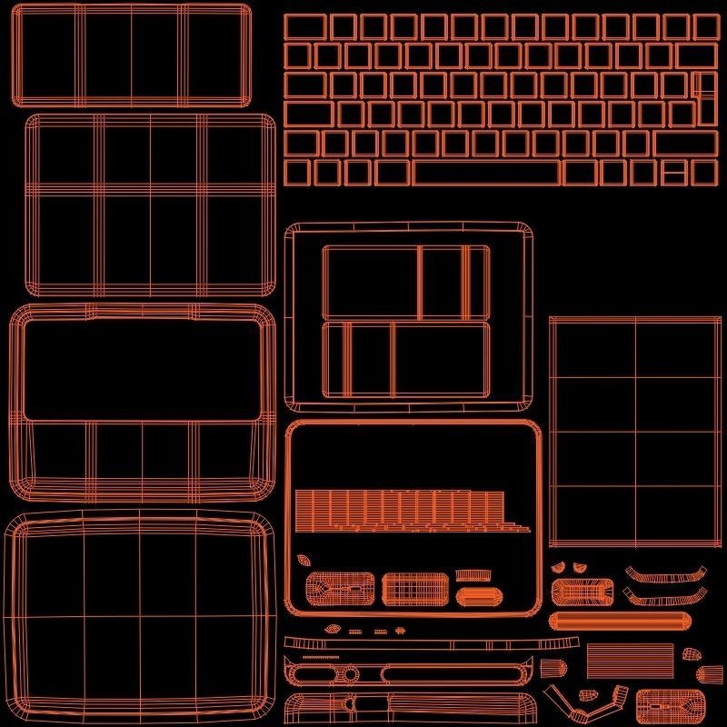 Modern Pc Tablet Set Pen Mouse Black Red Version 3D model_21