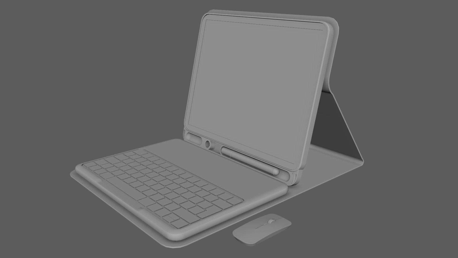 Modern Pc Tablet Set Pen Mouse Black Red Version 3D model_6