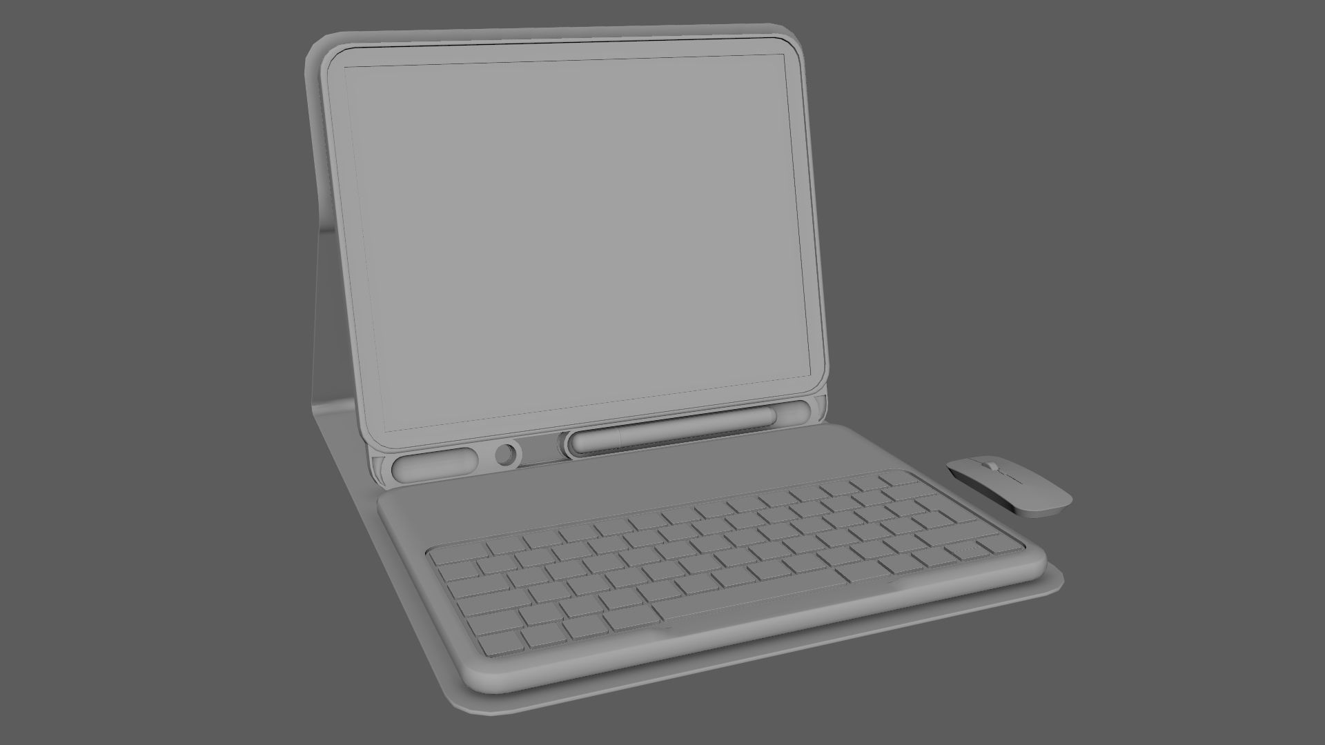 Modern Pc Tablet Set Pen Mouse Black Red Version 3D model_5