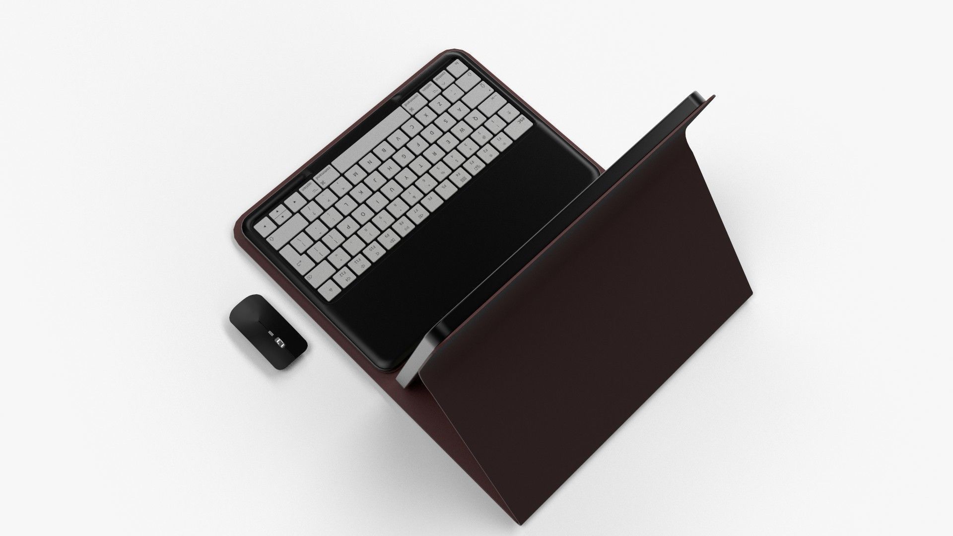 Modern Pc Tablet Set Pen Mouse Black Red Version 3D model_3