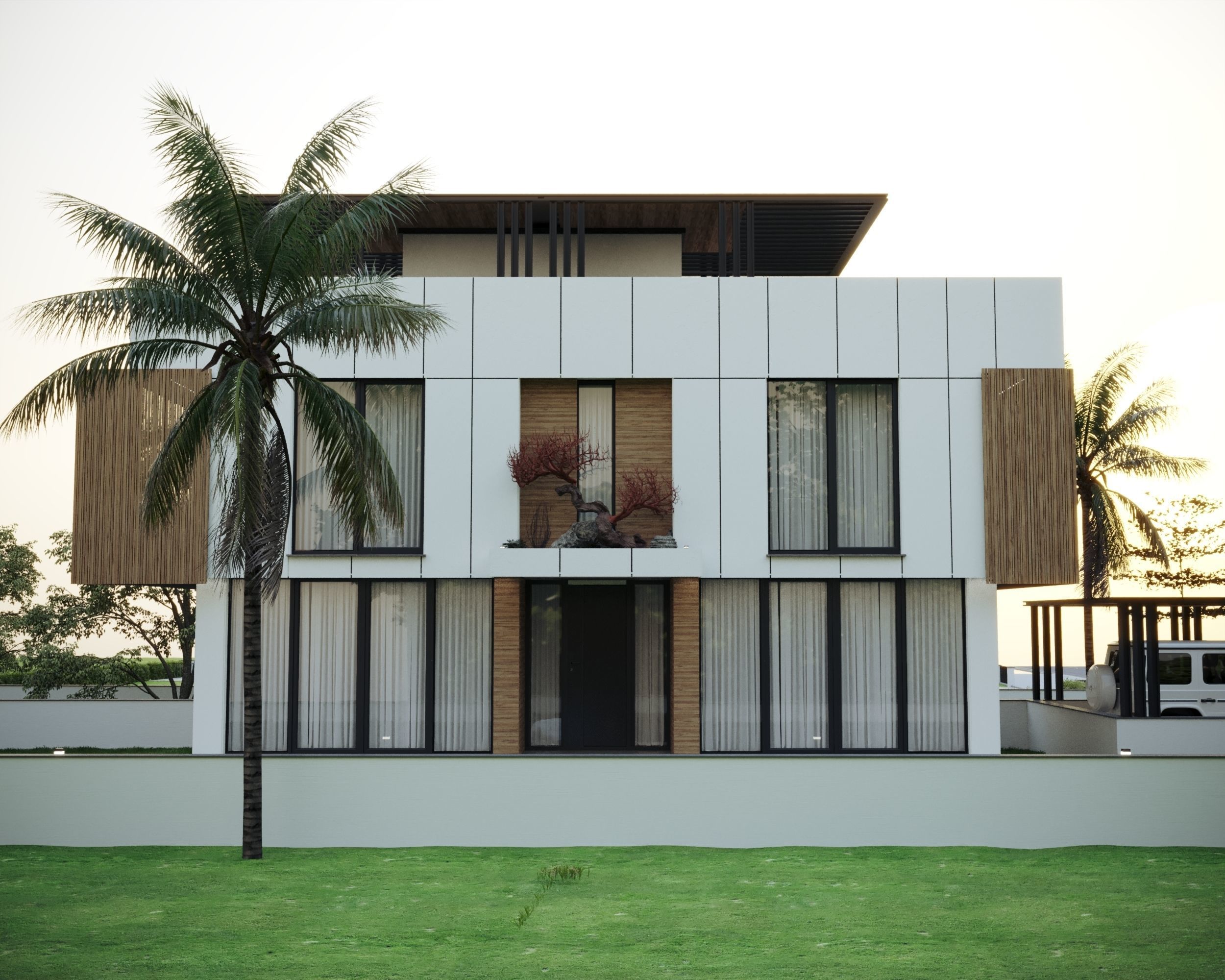 modern villa exterior 3ds max render  Low-poly 3D model_4