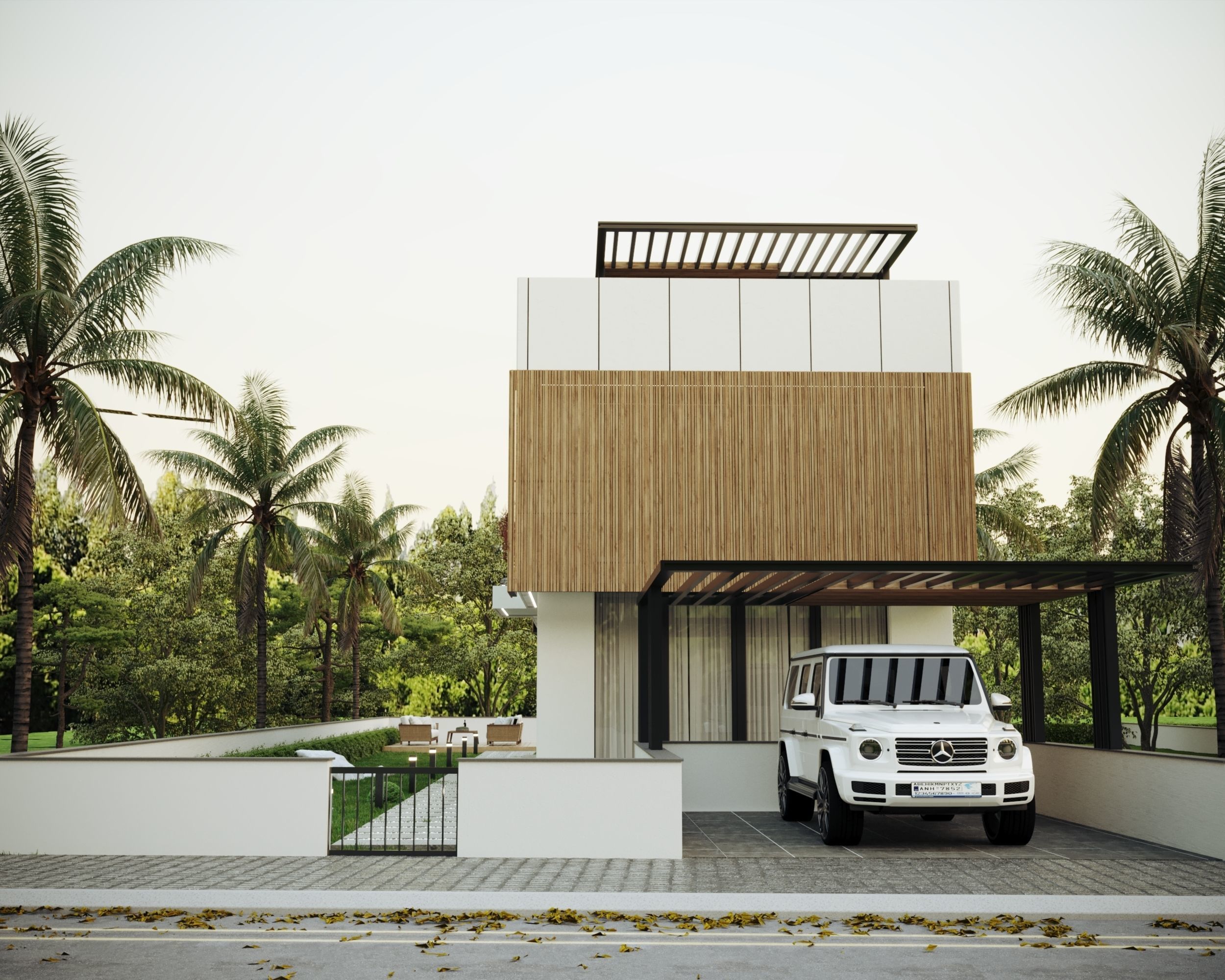 modern villa exterior 3ds max render  Low-poly 3D model_9