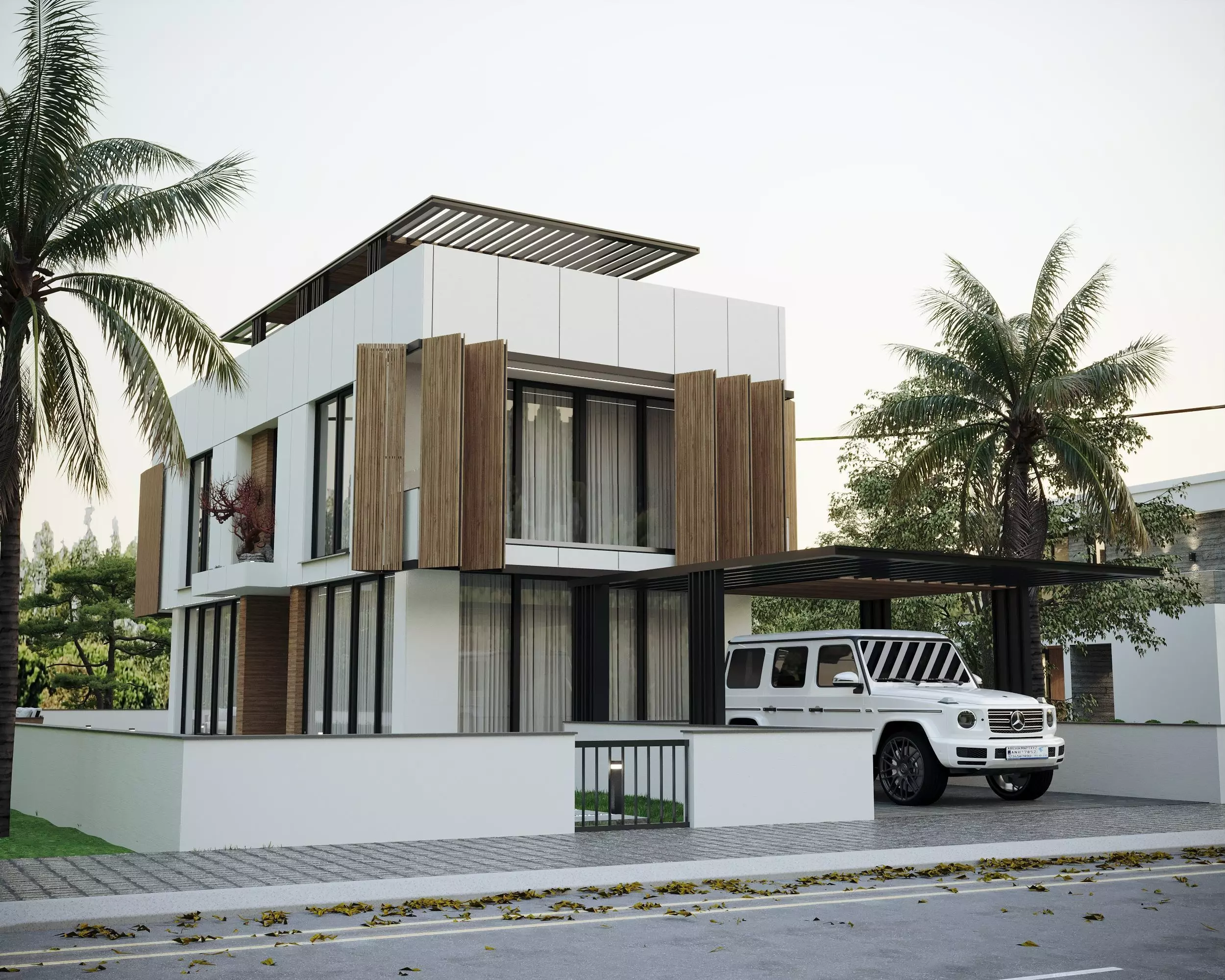 modern villa exterior 3ds max render  Low-poly 3D model_0