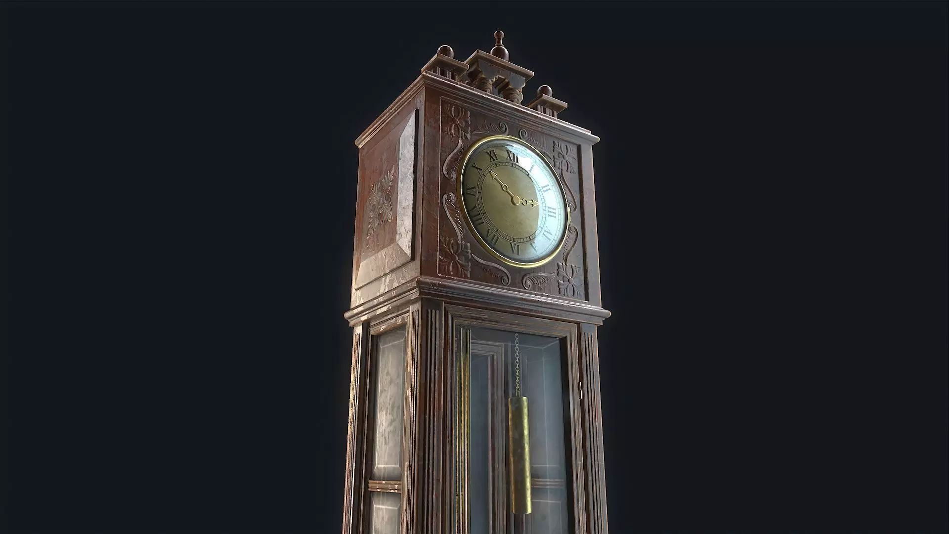 Antique Floor Clock  Low-poly 3D model_0