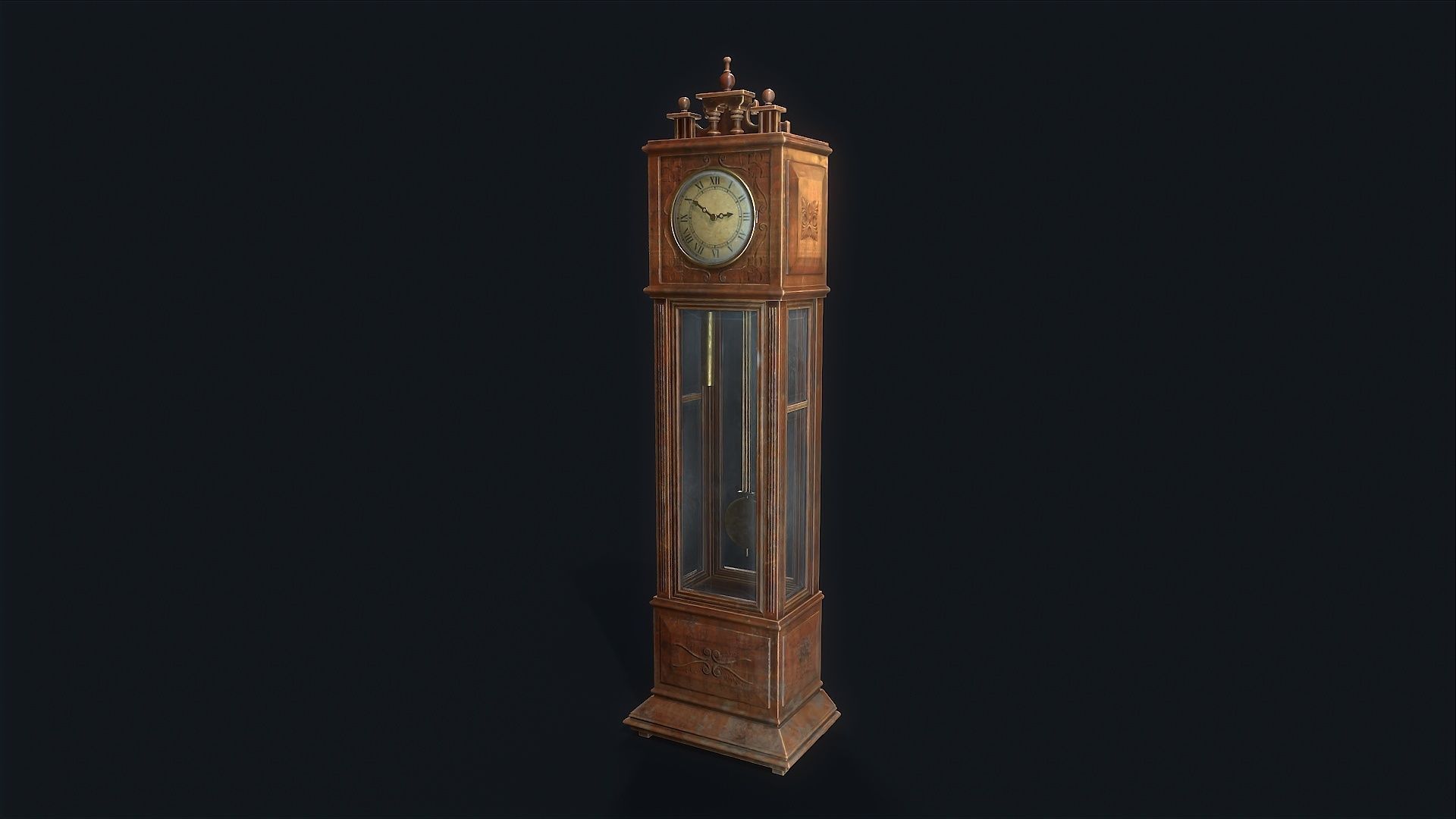 Antique Floor Clock  Low-poly 3D model_2