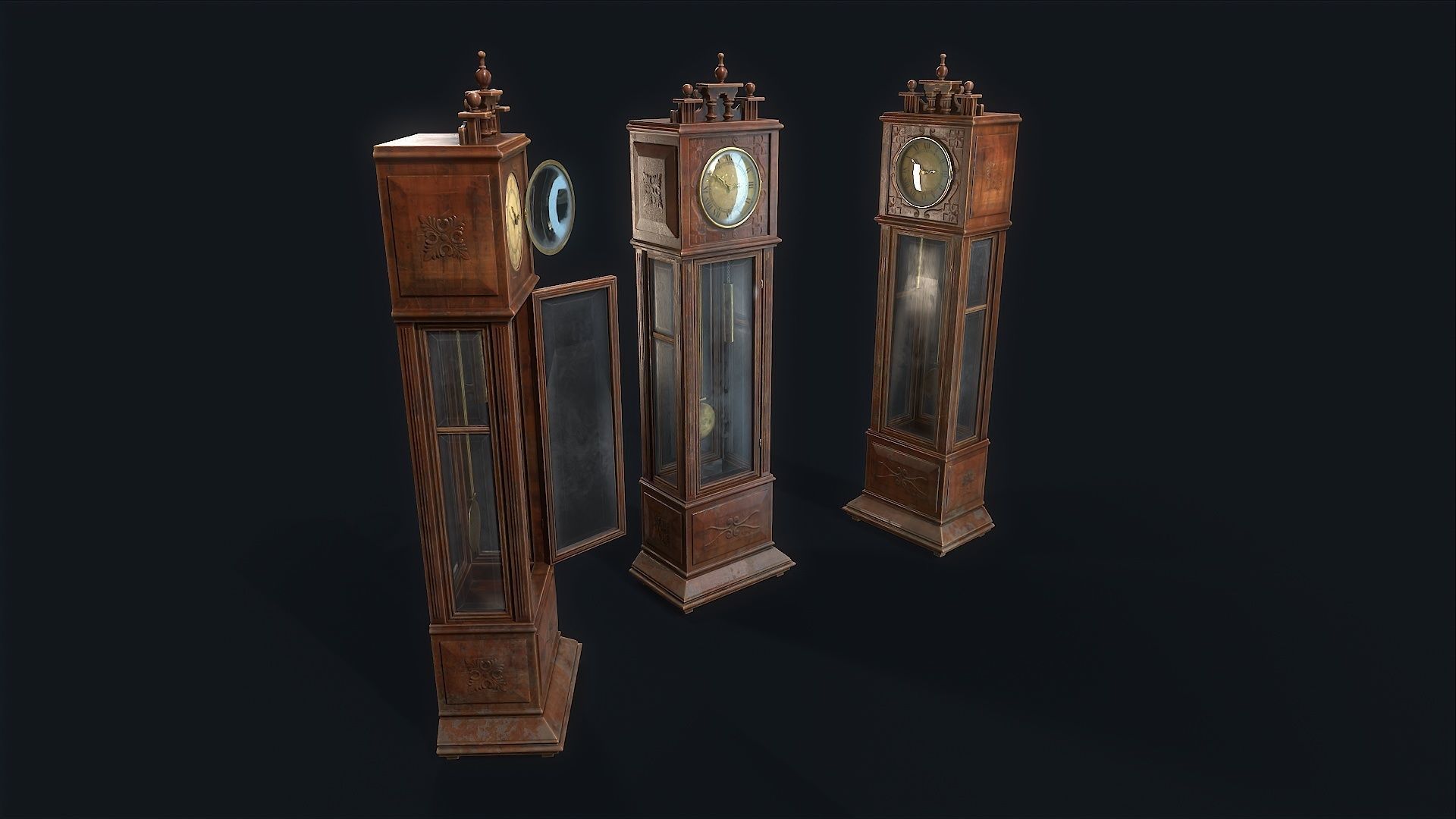 Antique Floor Clock  Low-poly 3D model_5