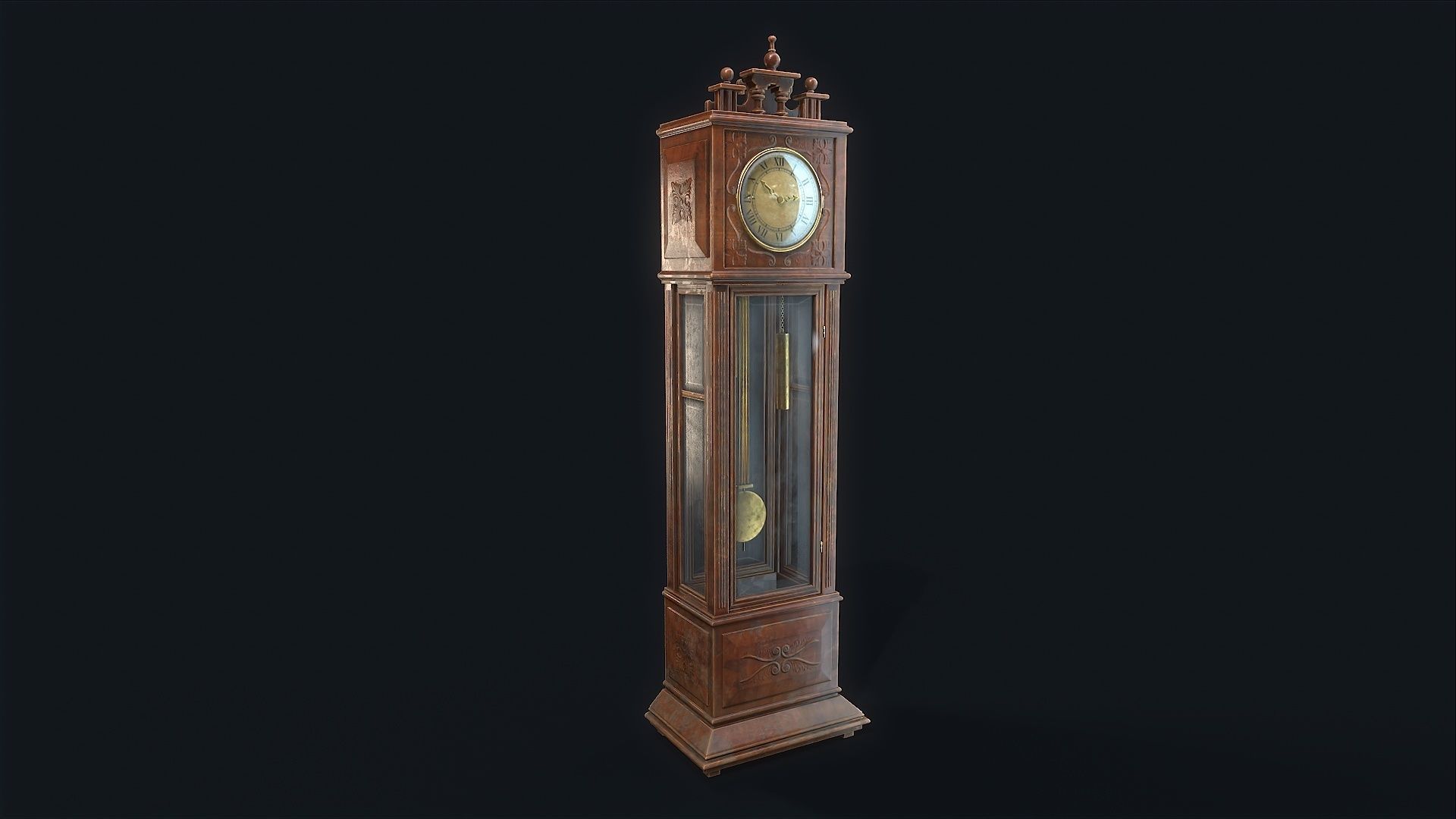 Antique Floor Clock  Low-poly 3D model_1