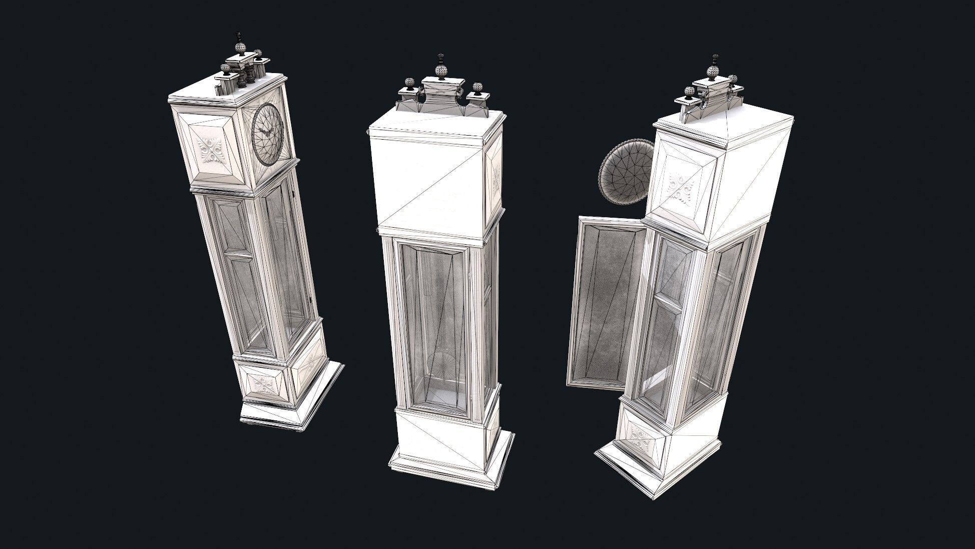 Antique Floor Clock  Low-poly 3D model_8