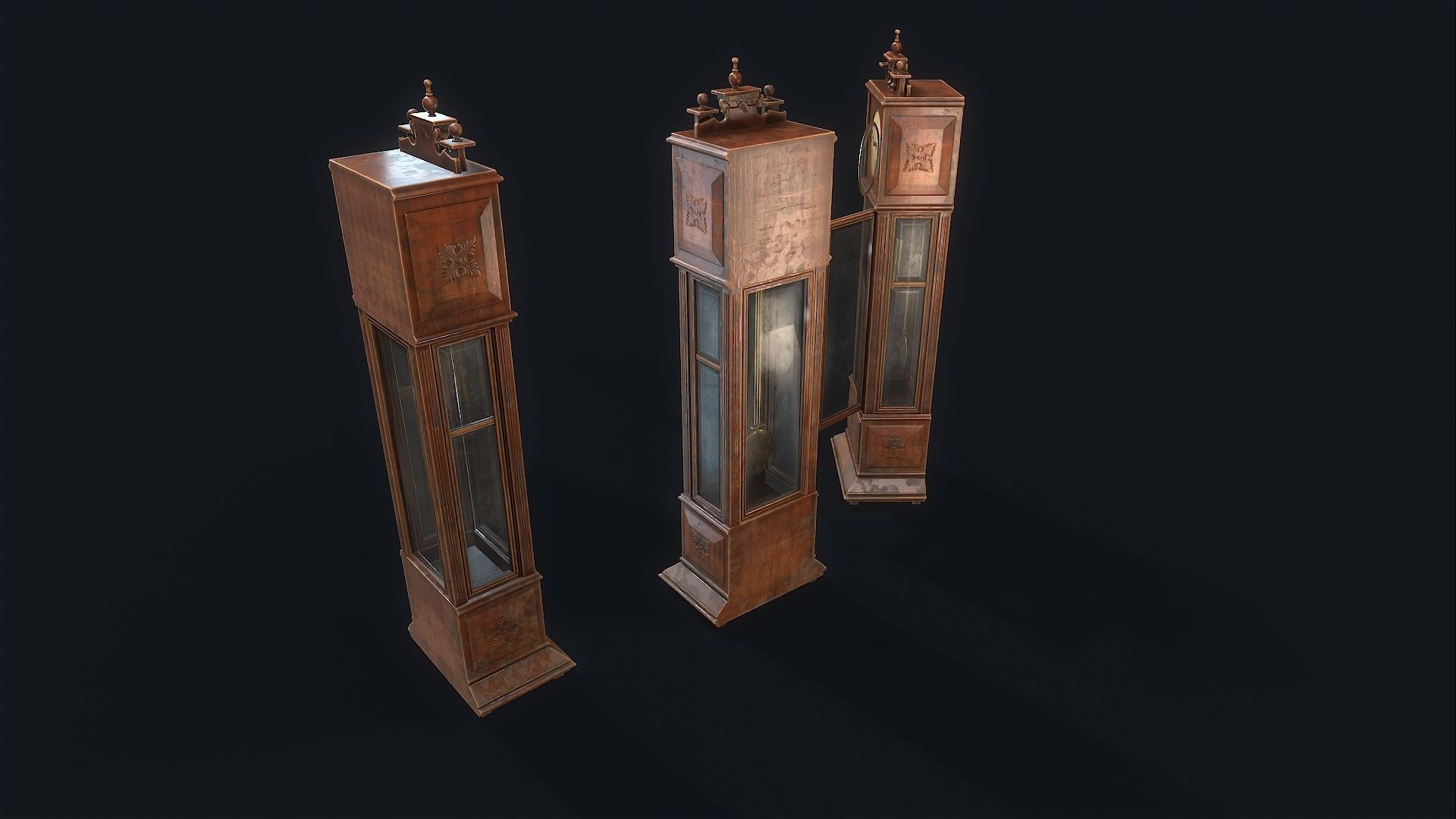 Antique Floor Clock  Low-poly 3D model_6