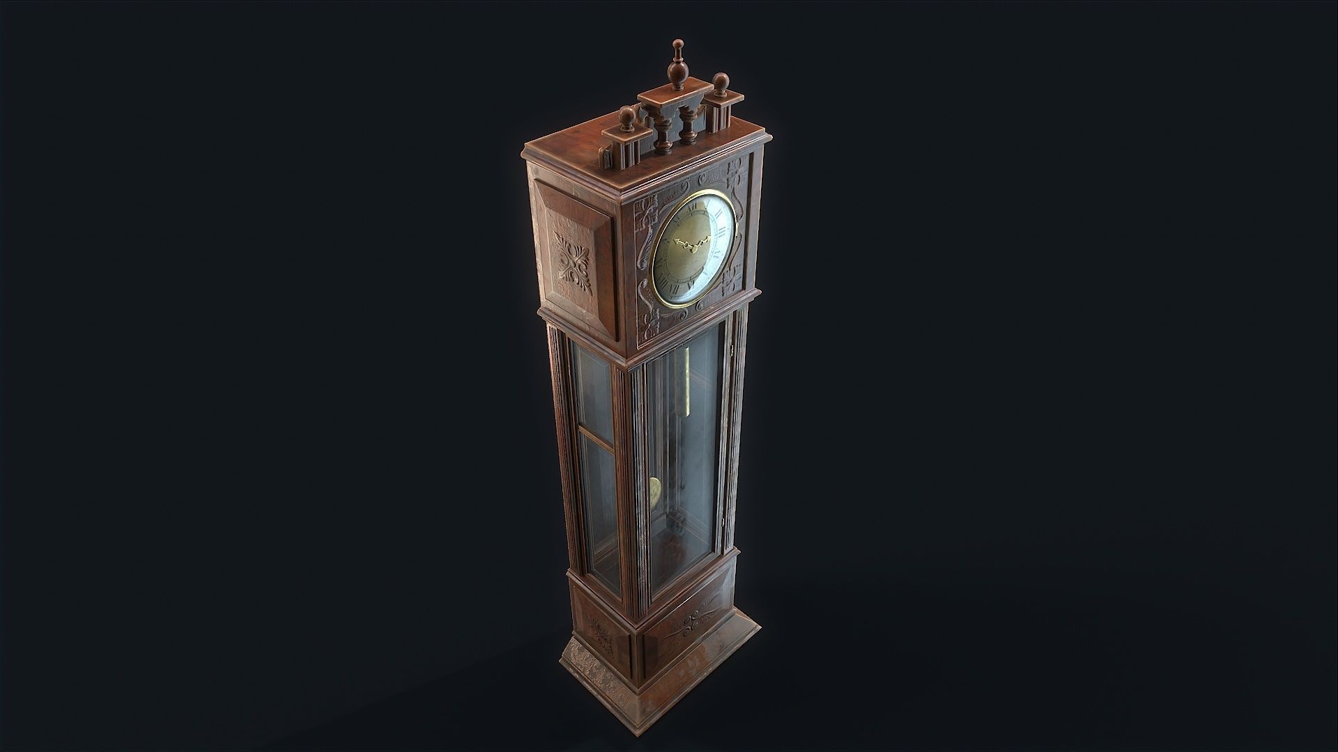Antique Floor Clock  Low-poly 3D model_3