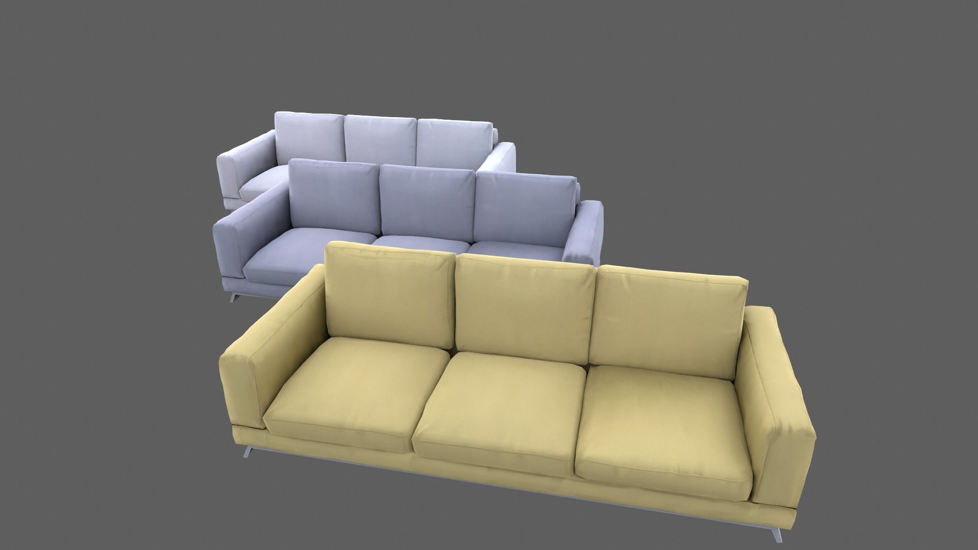 Big sofa Low-poly 3D model_2