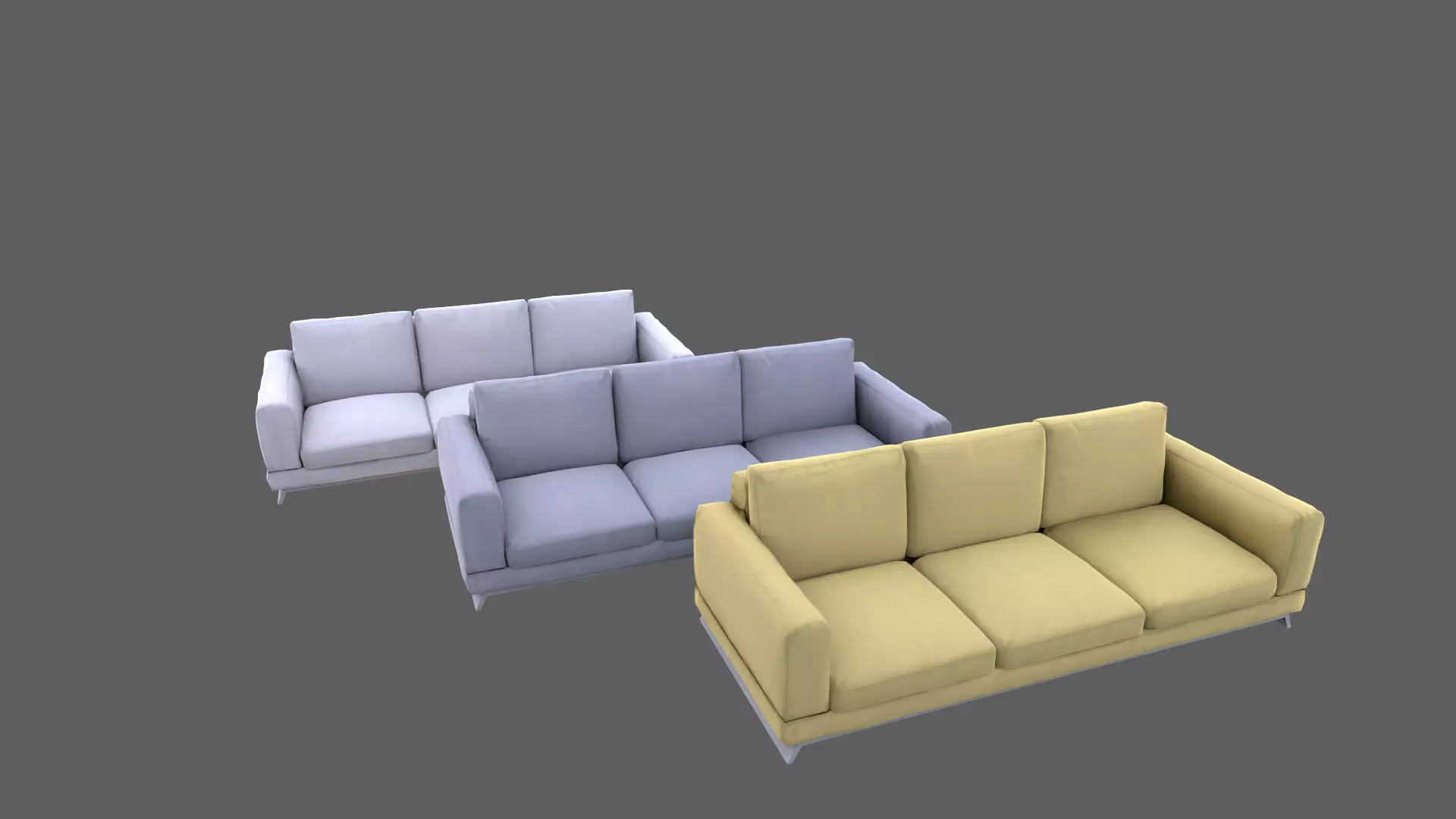 Big sofa Low-poly 3D model_0