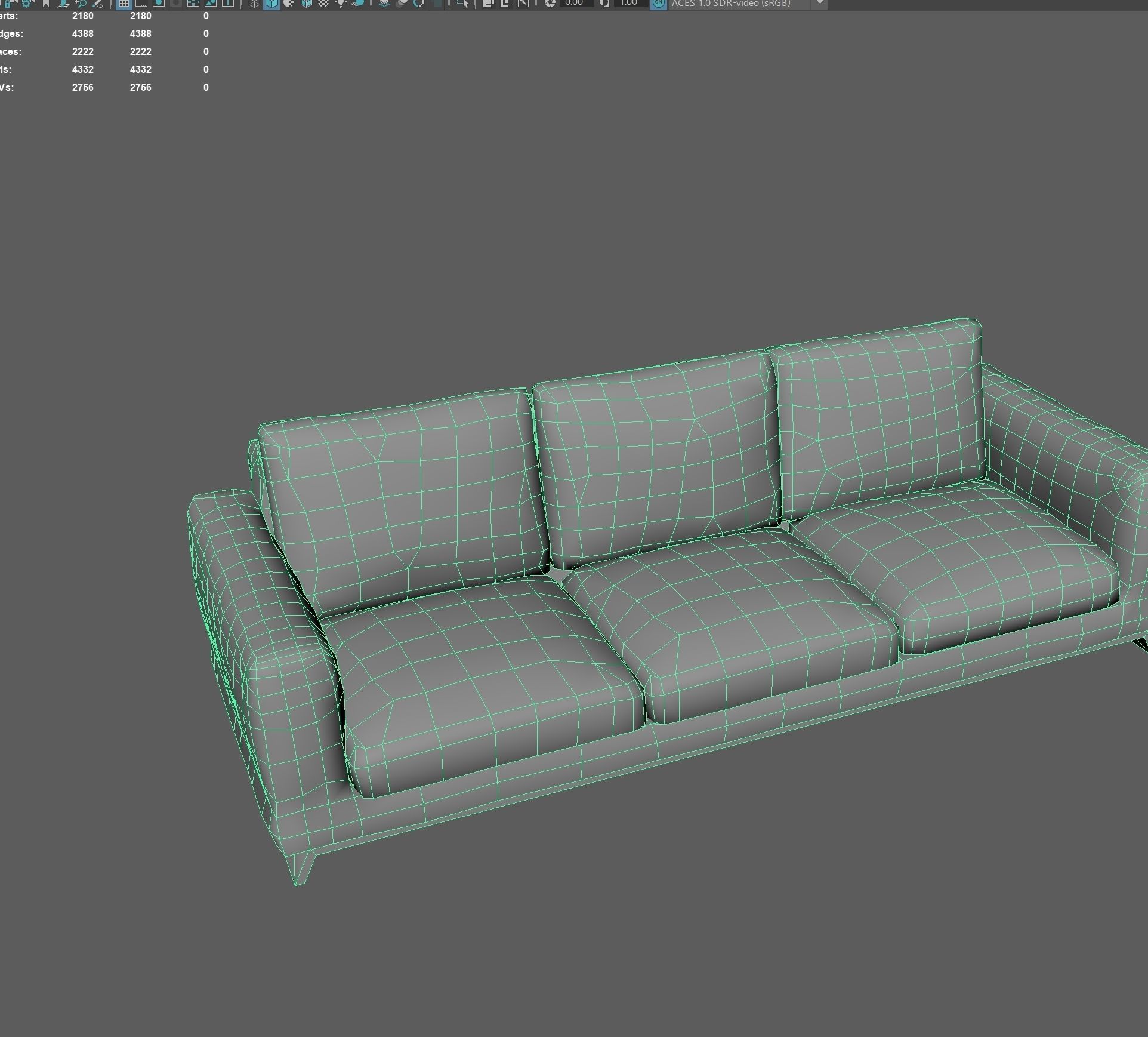 Big sofa Low-poly 3D model_7