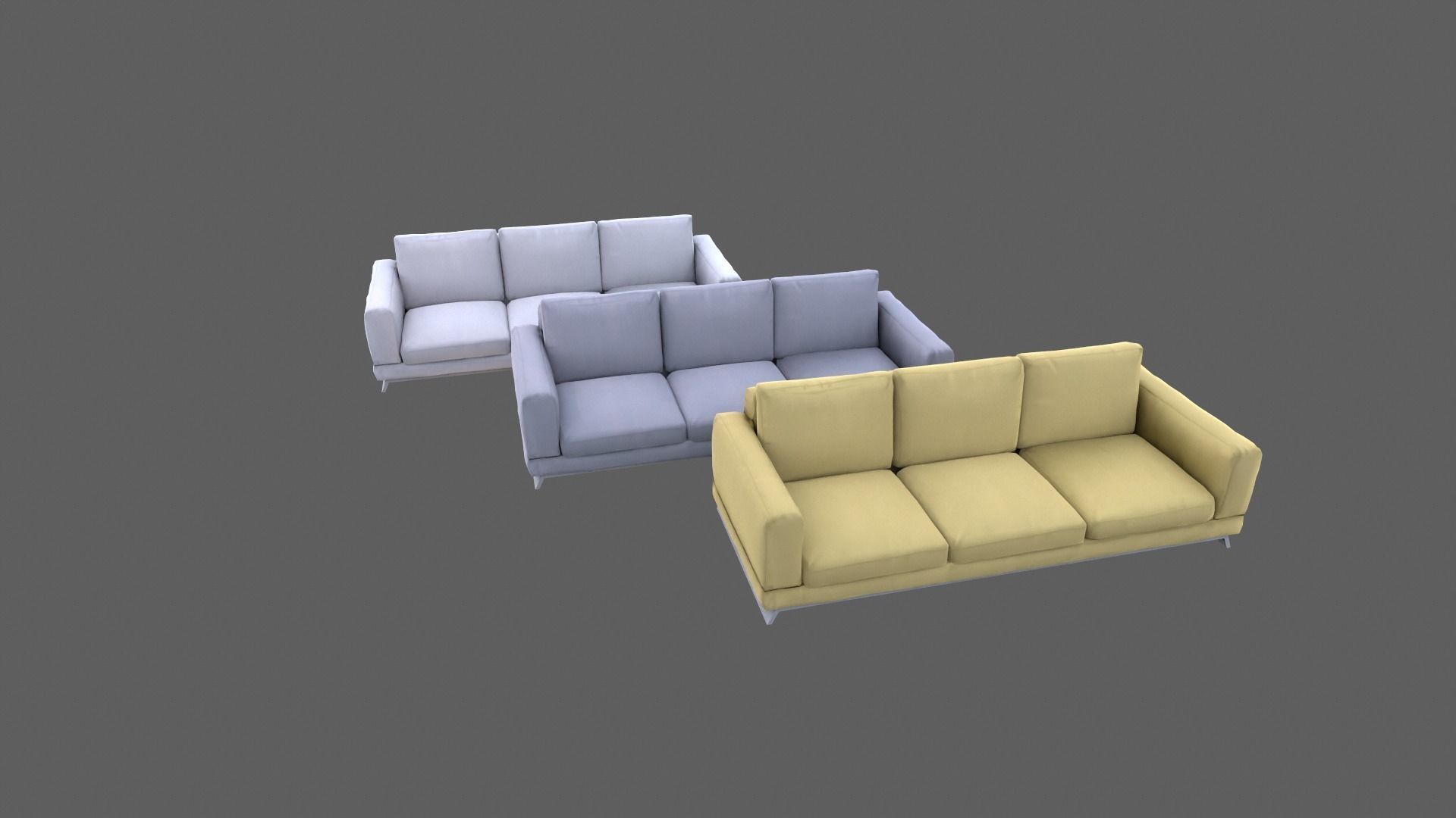 Big sofa Low-poly 3D model_4