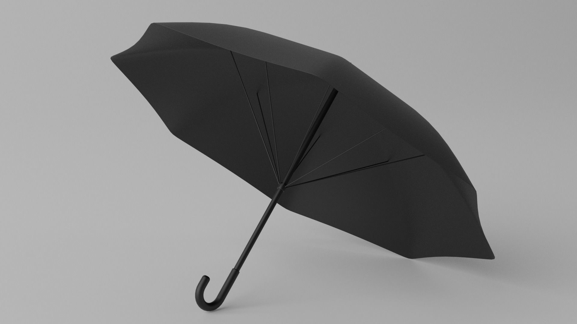 Cartoon Umbrella Classic Open Low-poly 3D model_7