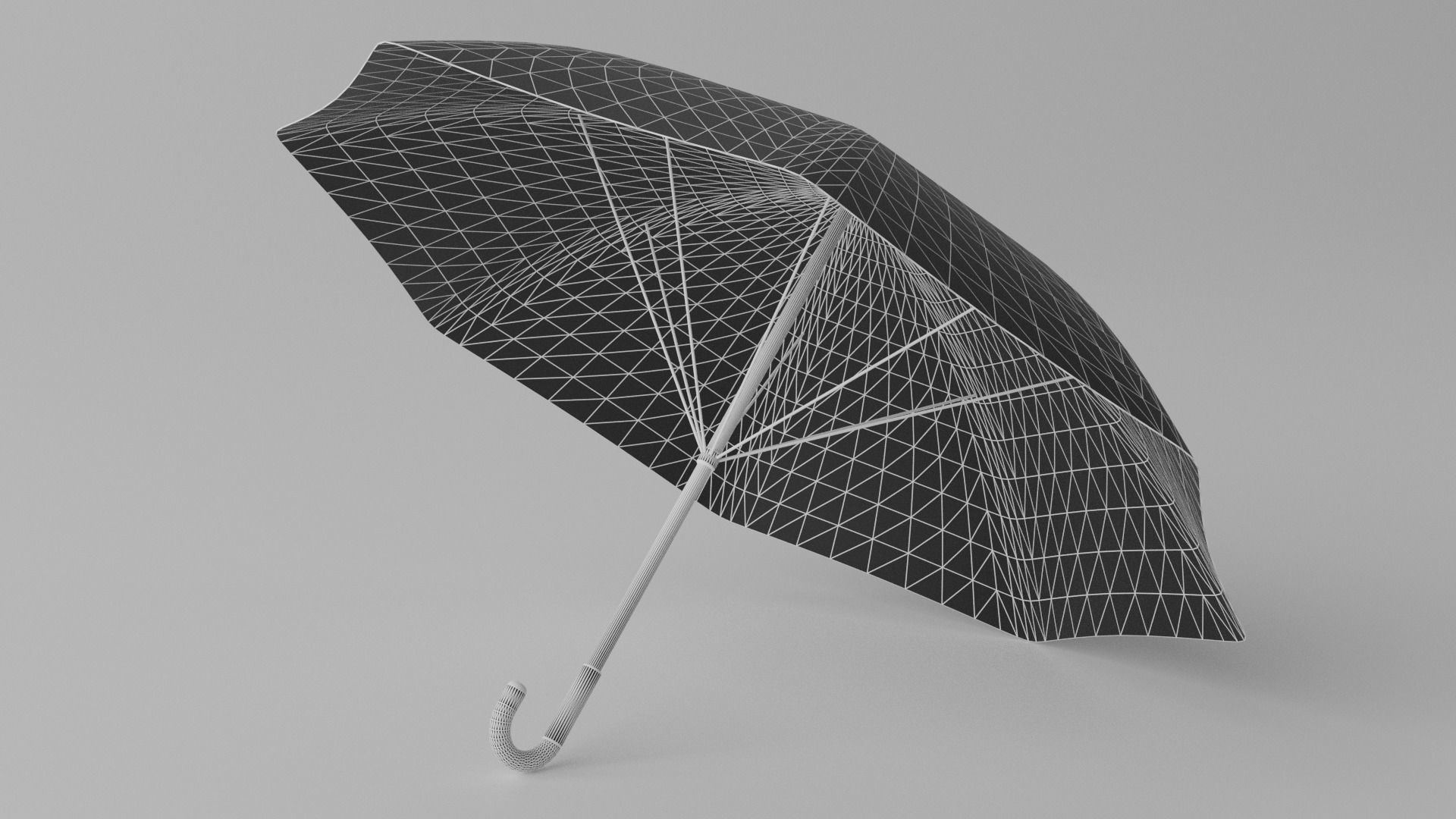 Cartoon Umbrella Classic Open Low-poly 3D model_11