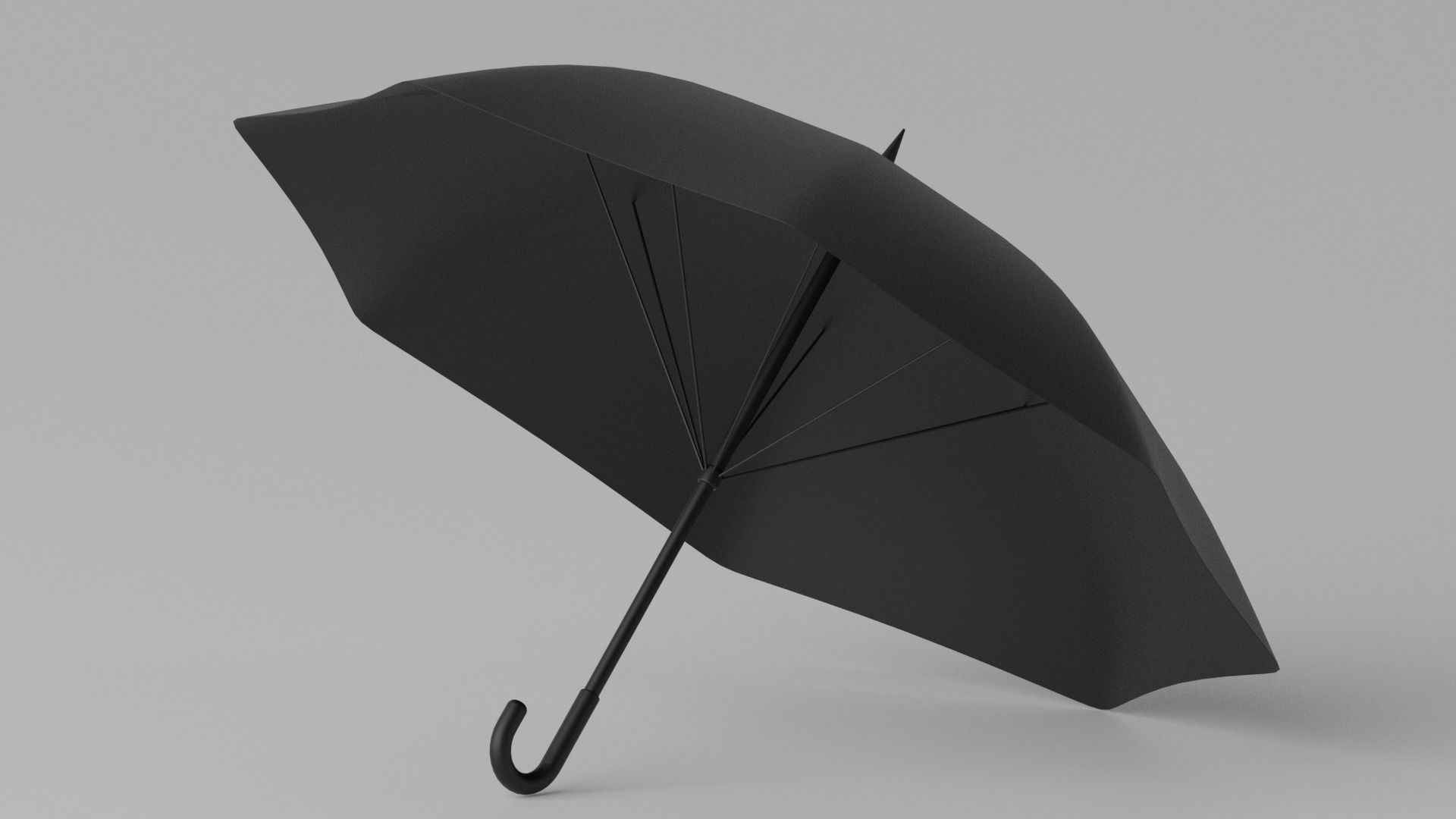 Cartoon Umbrella Classic Open Low-poly 3D model_3