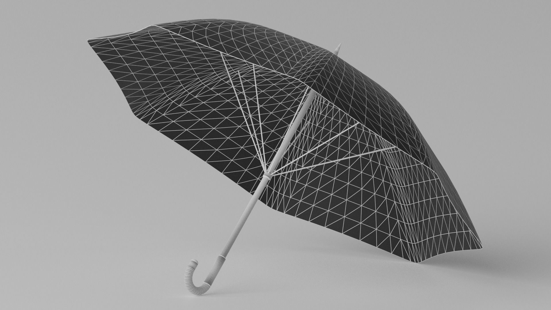 Cartoon Umbrella Classic Open Low-poly 3D model_4
