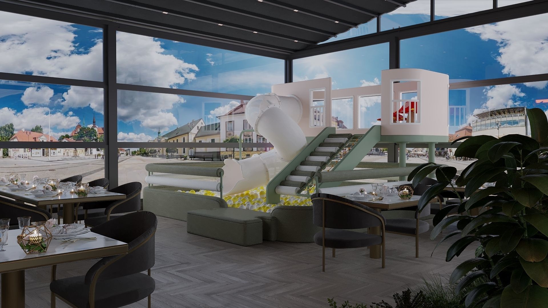 retaurant interior design  Low-poly 3D model_13