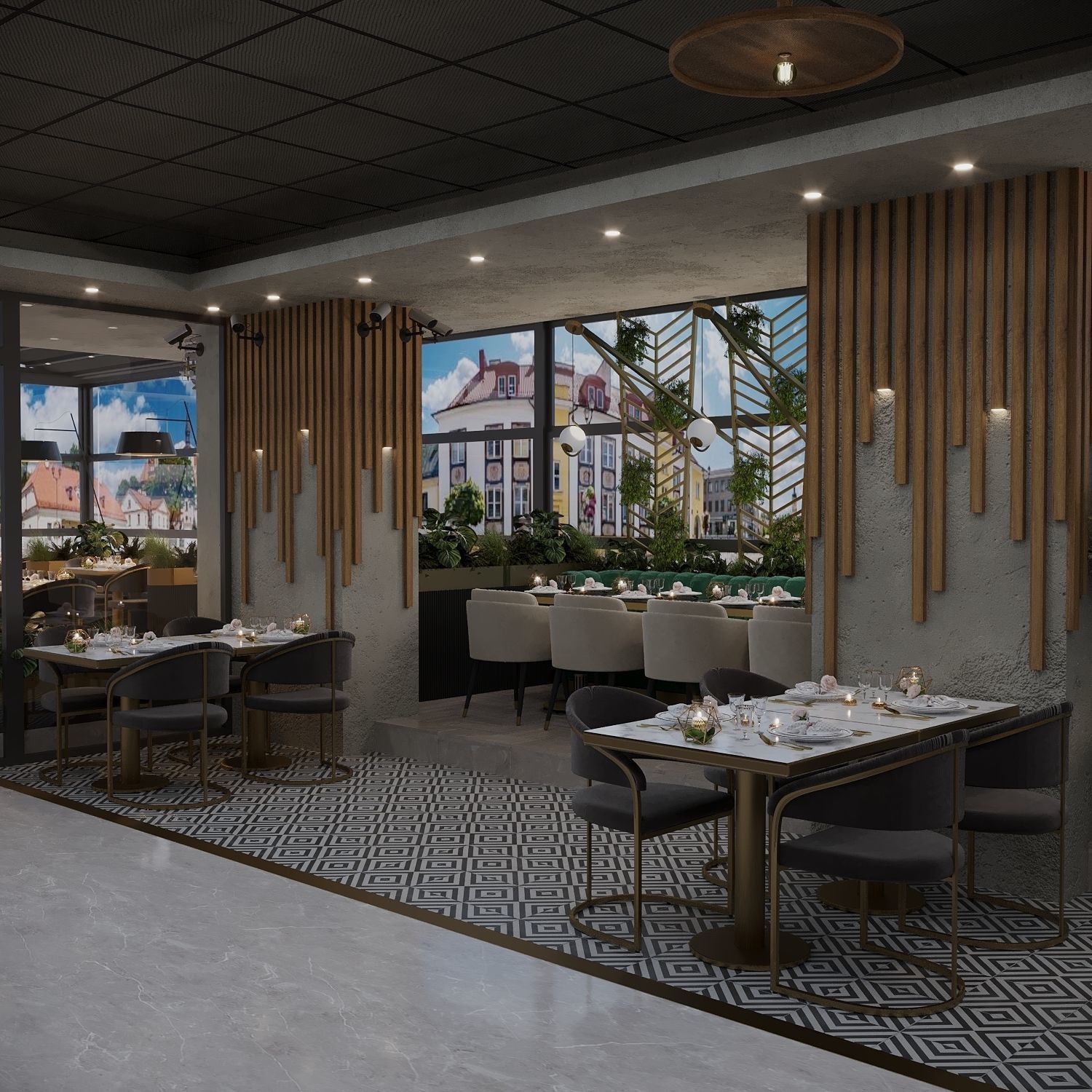 retaurant interior design  Low-poly 3D model_4