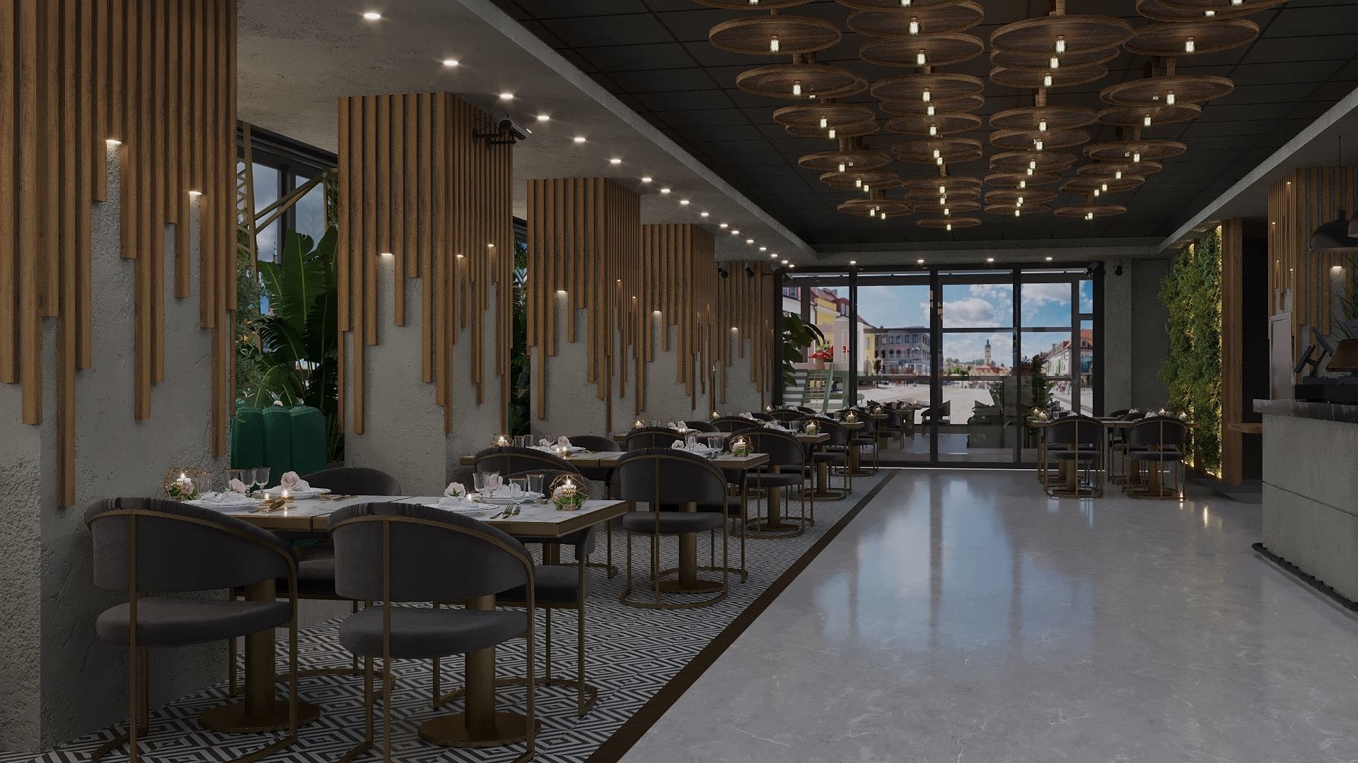 retaurant interior design  Low-poly 3D model_17