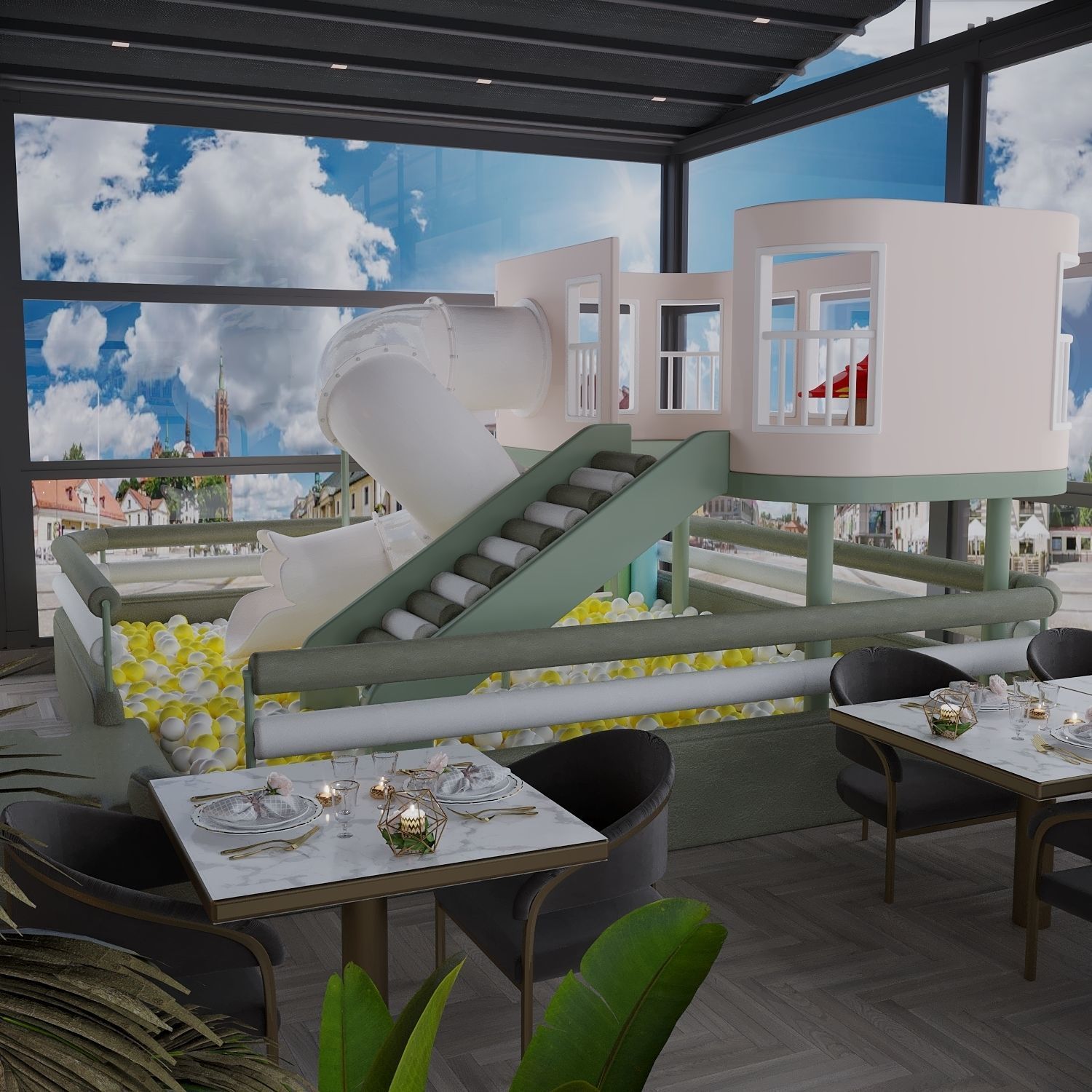 retaurant interior design  Low-poly 3D model_15