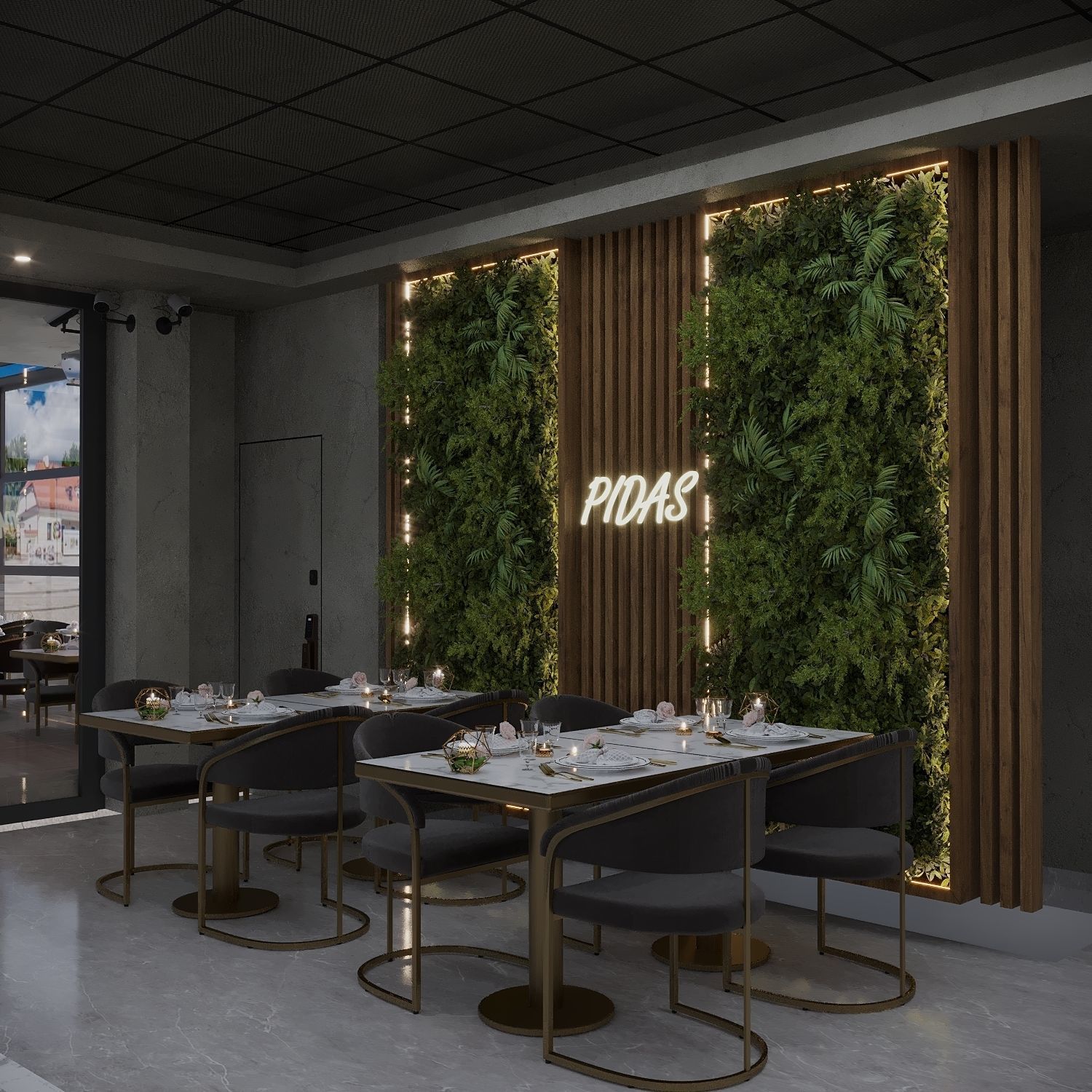 retaurant interior design  Low-poly 3D model_9