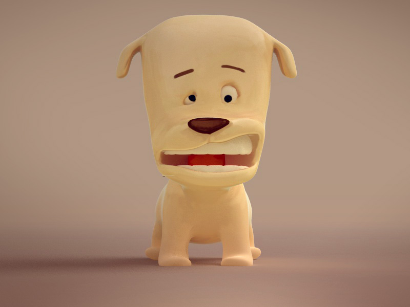 Cartoon dog Low-poly 3D model_5