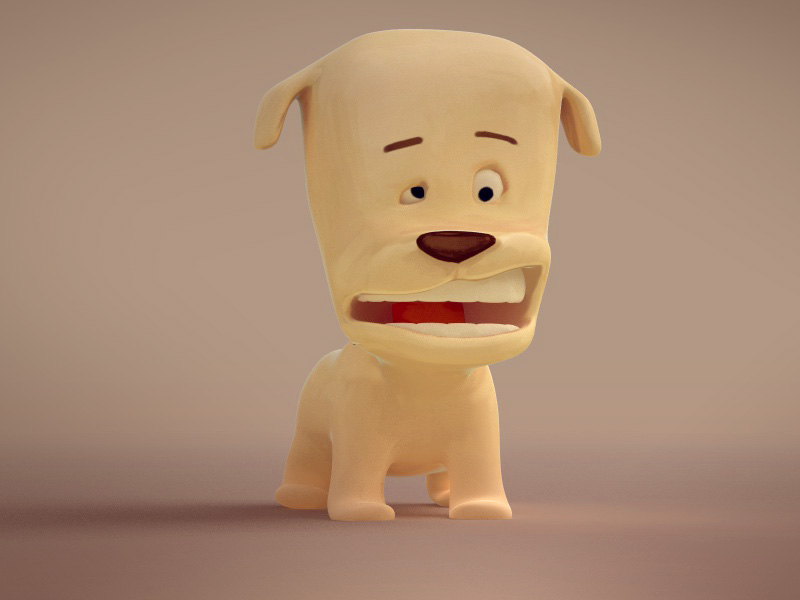 Cartoon dog Low-poly 3D model_4