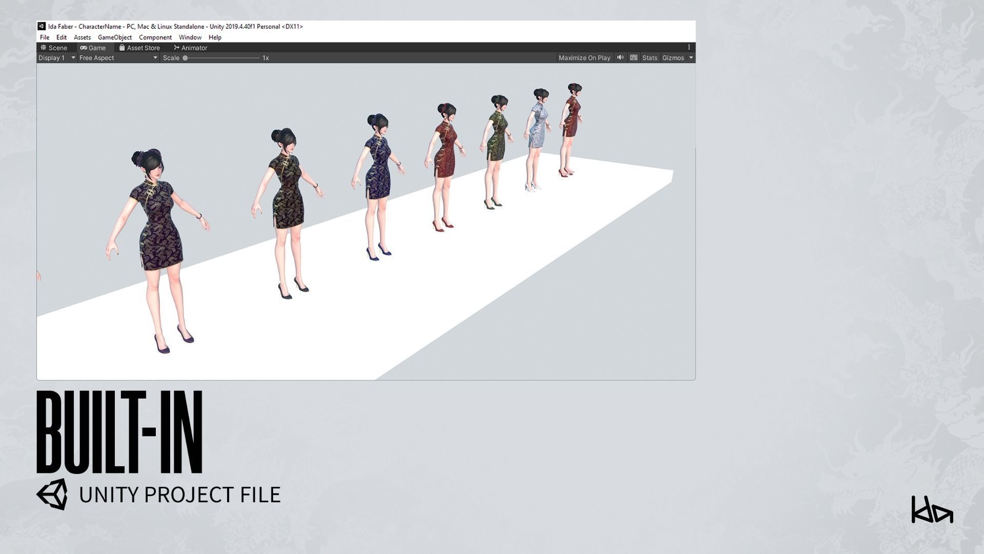 Jua Lee - Girl in Cheongsam Qipao Dress - Game Ready Low-poly 3D model_27