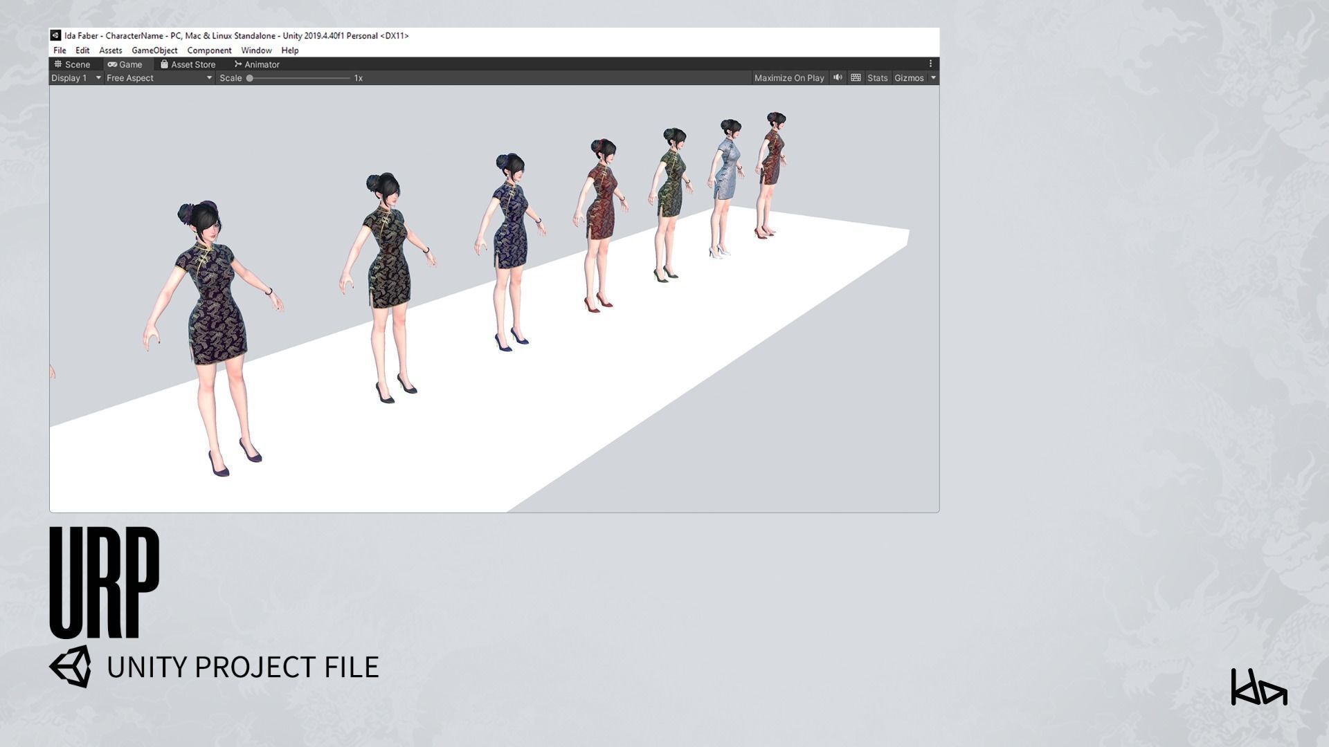 Jua Lee - Girl in Cheongsam Qipao Dress - Game Ready Low-poly 3D model_28