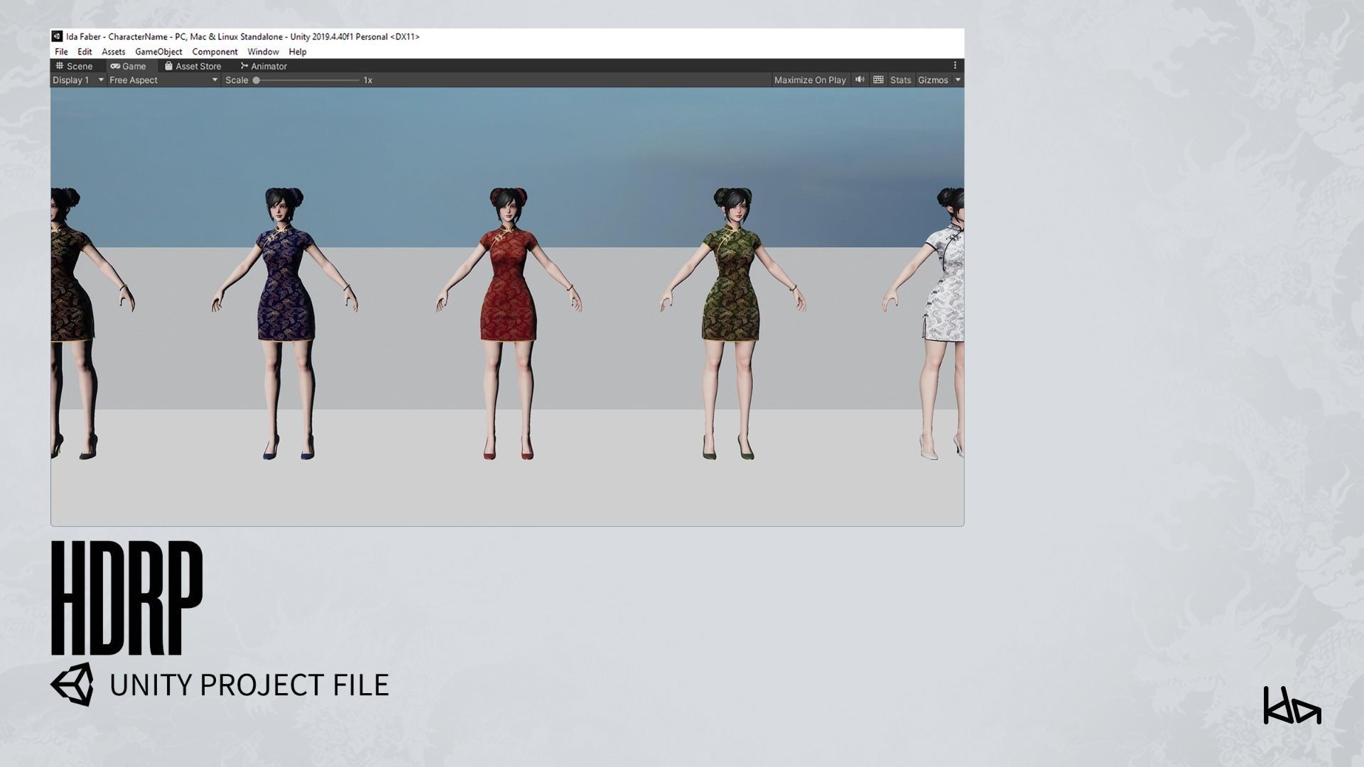 Jua Lee - Girl in Cheongsam Qipao Dress - Game Ready Low-poly 3D model_32