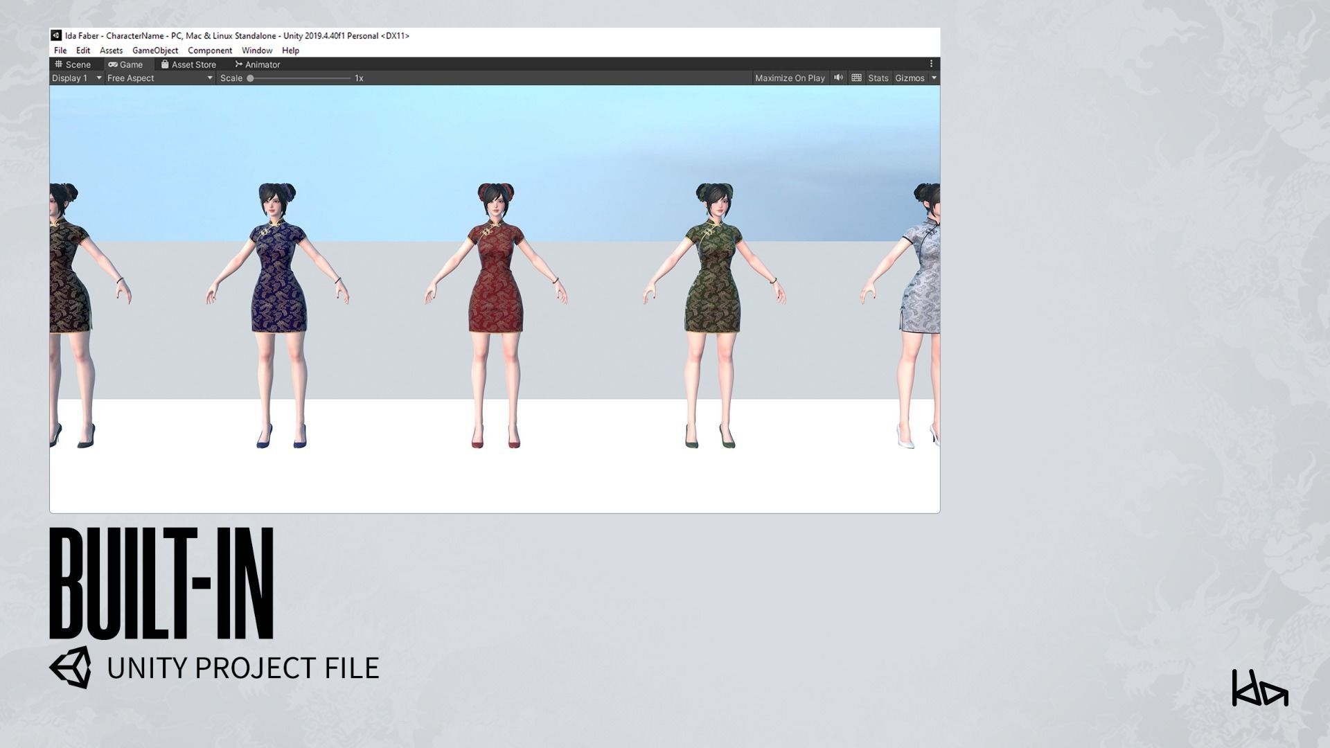 Jua Lee - Girl in Cheongsam Qipao Dress - Game Ready Low-poly 3D model_30