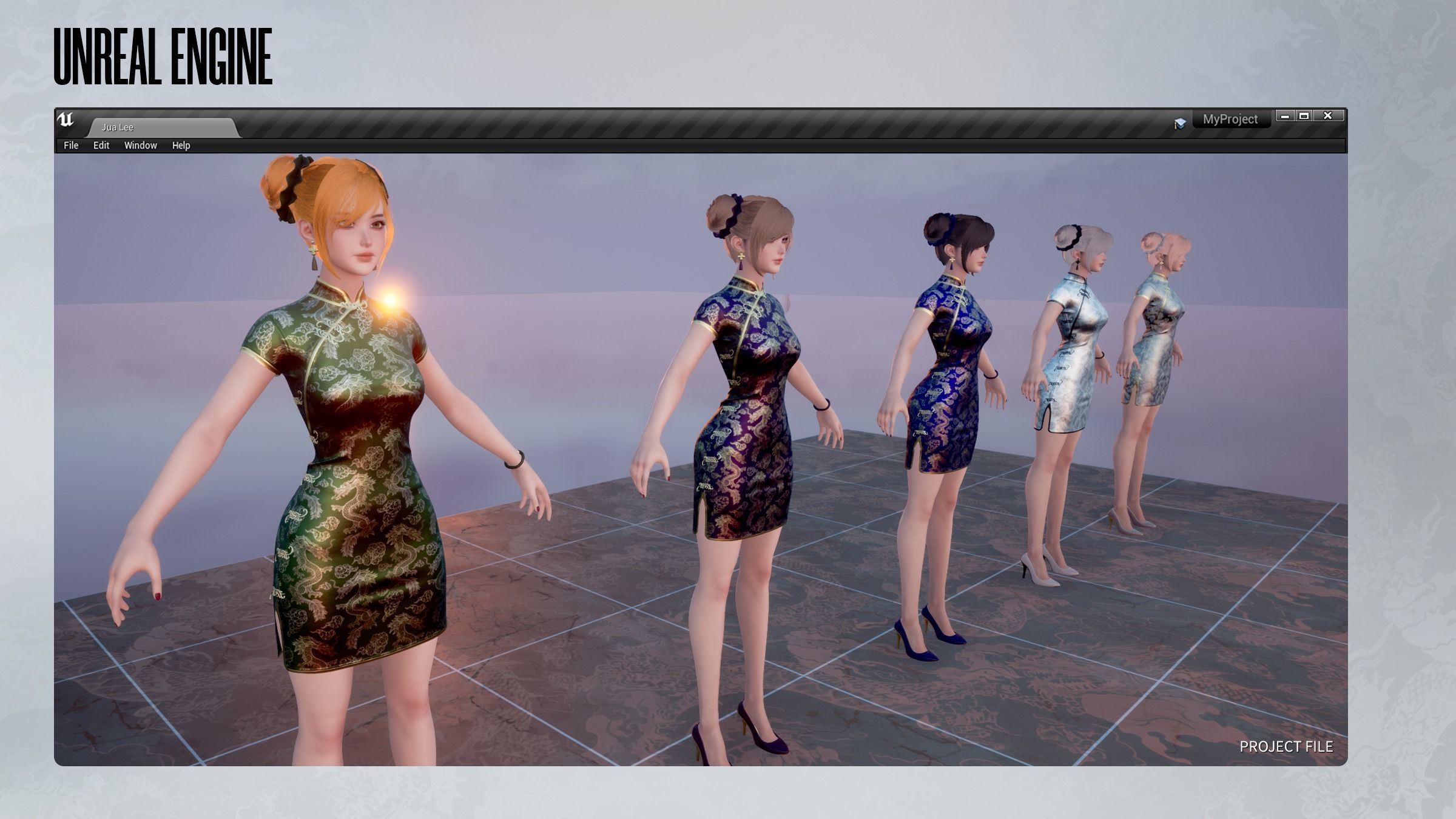 Jua Lee - Girl in Cheongsam Qipao Dress - Game Ready Low-poly 3D model_22