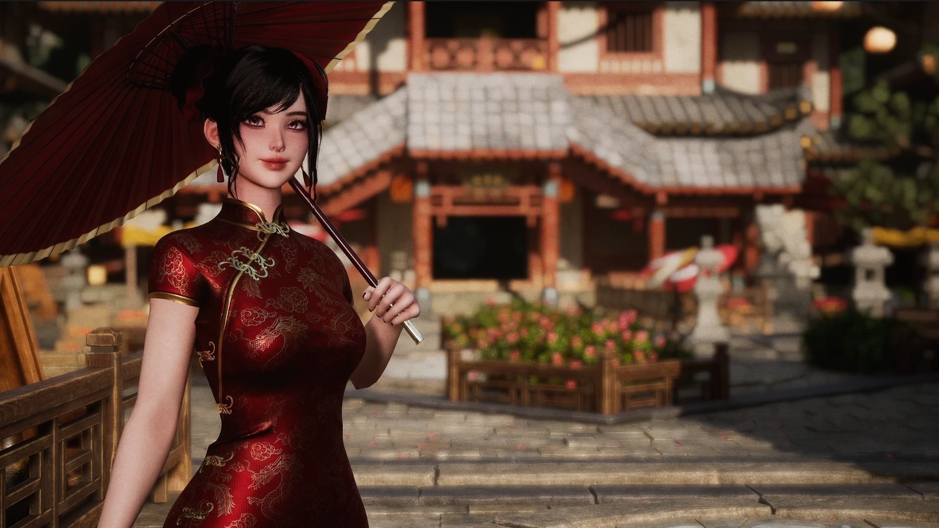 Jua Lee - Girl in Cheongsam Qipao Dress - Game Ready Low-poly 3D model_6