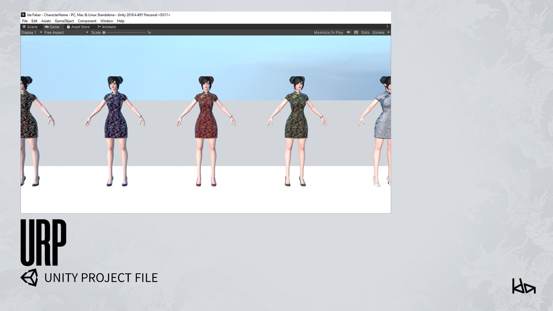 Jua Lee - Girl in Cheongsam Qipao Dress - Game Ready Low-poly 3D model_31