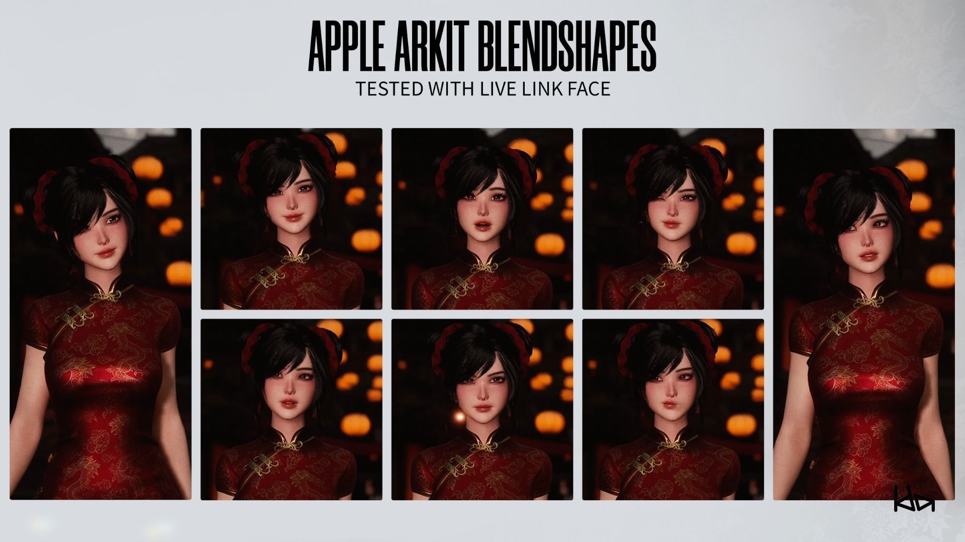 Jua Lee - Girl in Cheongsam Qipao Dress - Game Ready Low-poly 3D model_10