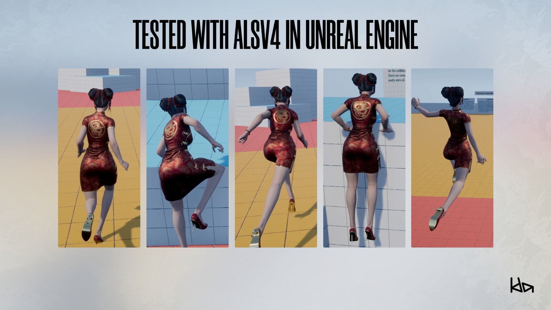 Jua Lee - Girl in Cheongsam Qipao Dress - Game Ready Low-poly 3D model_19