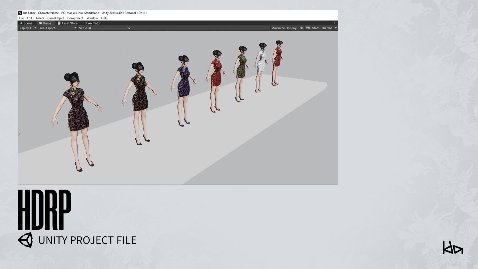 Jua Lee - Girl in Cheongsam Qipao Dress - Game Ready Low-poly 3D model_29