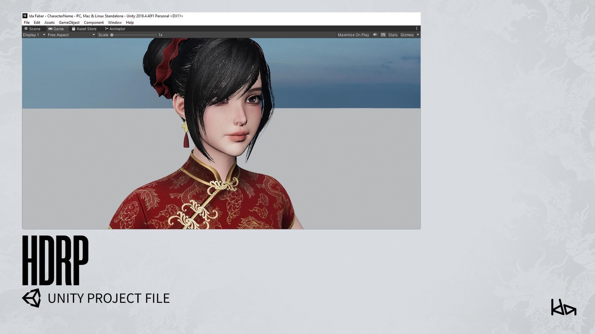 Jua Lee - Girl in Cheongsam Qipao Dress - Game Ready Low-poly 3D model_26