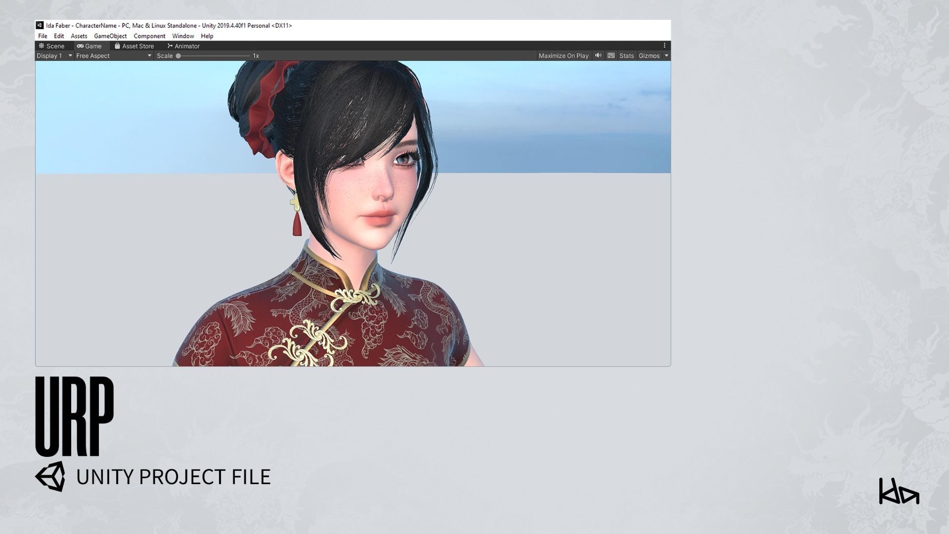 Jua Lee - Girl in Cheongsam Qipao Dress - Game Ready Low-poly 3D model_25