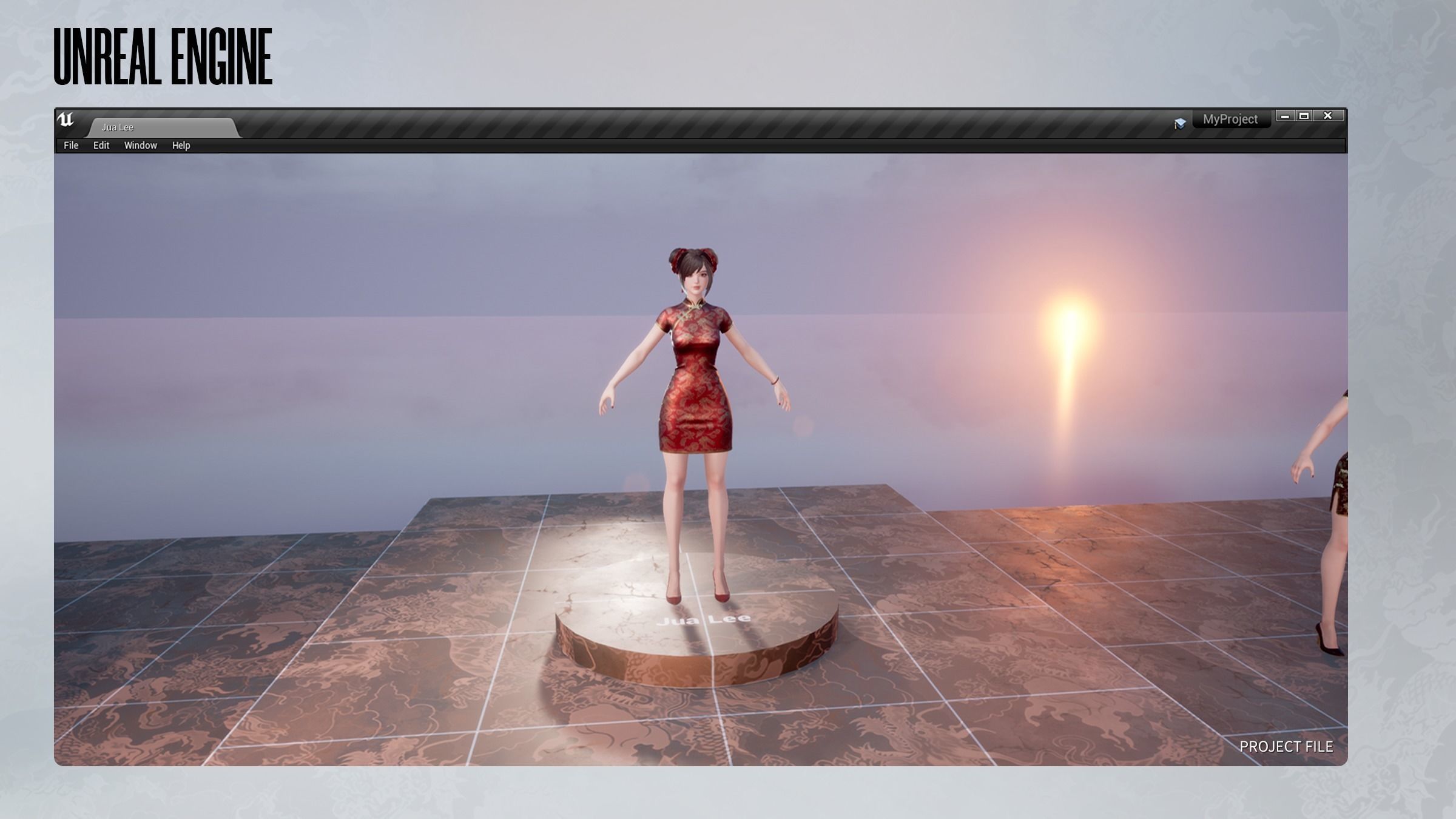 Jua Lee - Girl in Cheongsam Qipao Dress - Game Ready Low-poly 3D model_21